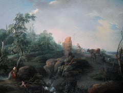 Capriccio Arcadian Landscape  - Old Master 18thC French art oil painting