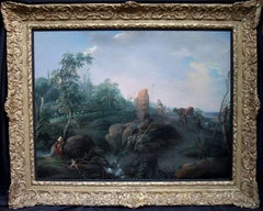 Paysage arcadien de Capriccio - Peinture à l'huile d'art française du 18ème siècle par un maître ancien