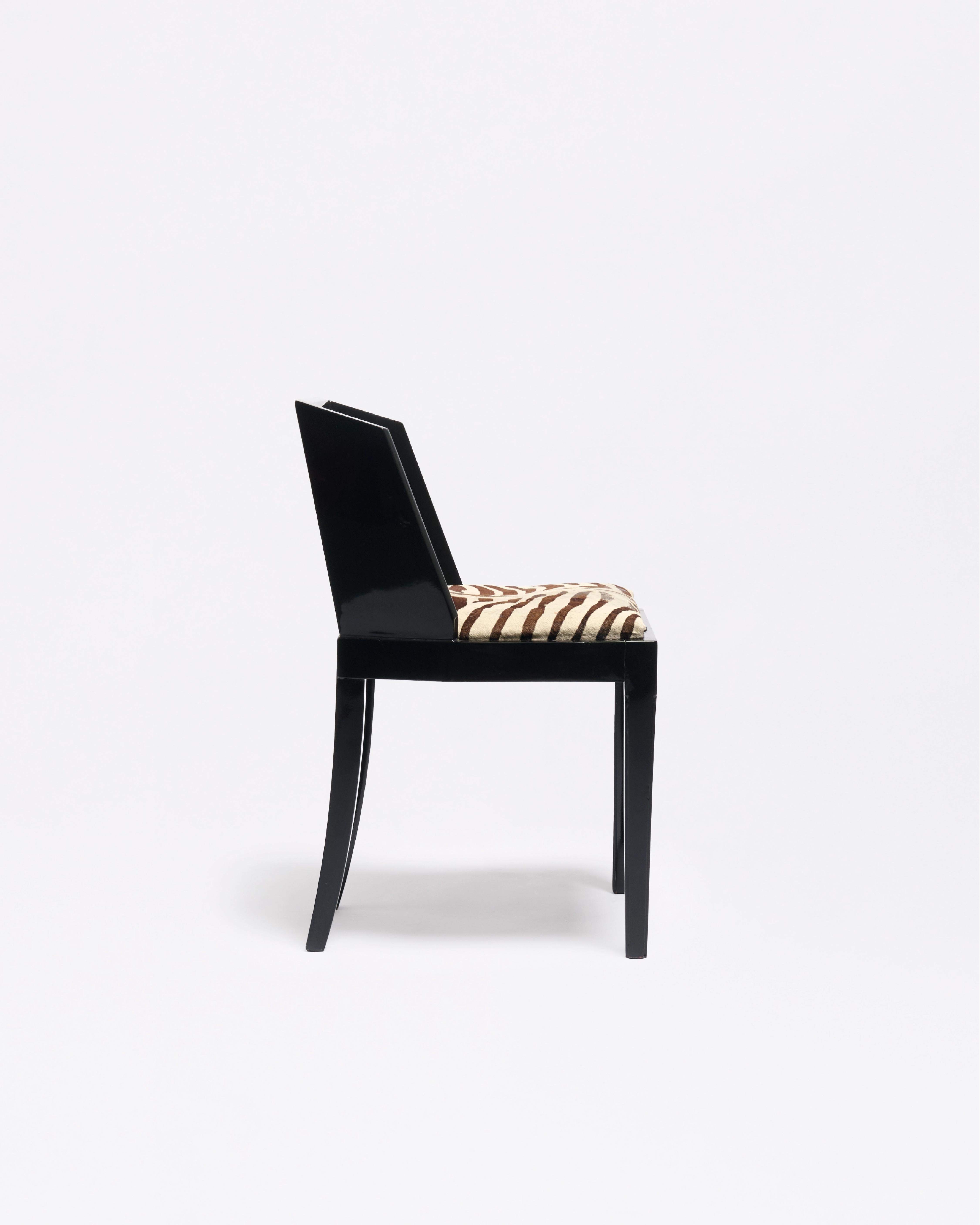 French Attributed to Jean Dunand, Set of Six Wooden Chairs, 1920s For Sale