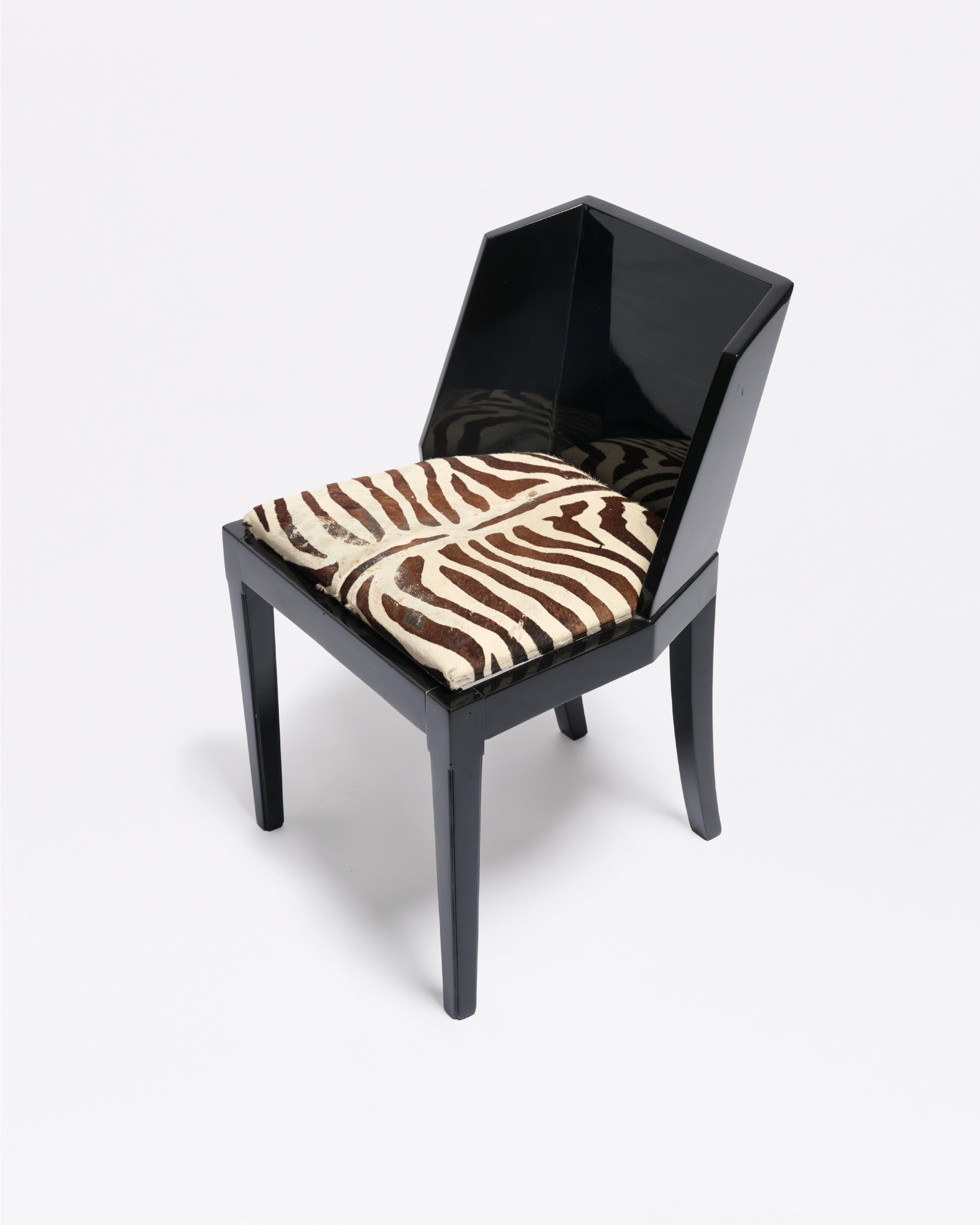 Attributed to Jean Dunand, Set of Six Wooden Chairs, 1920s In Good Condition For Sale In New York, NY
