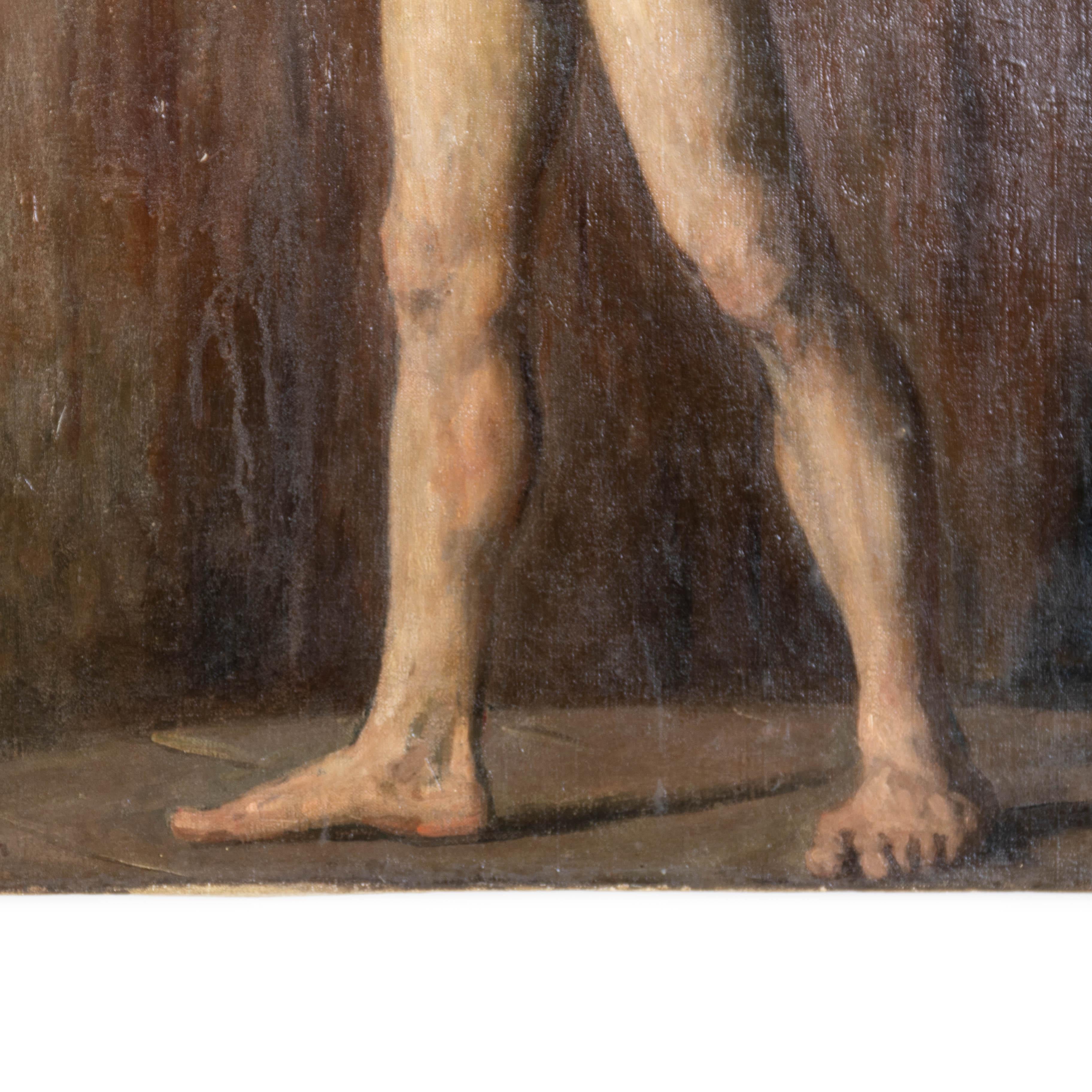 20th Century Attributed to Jean-Gabriel Domergue (1889-1962) Large Studio Nude Oil Painting For Sale