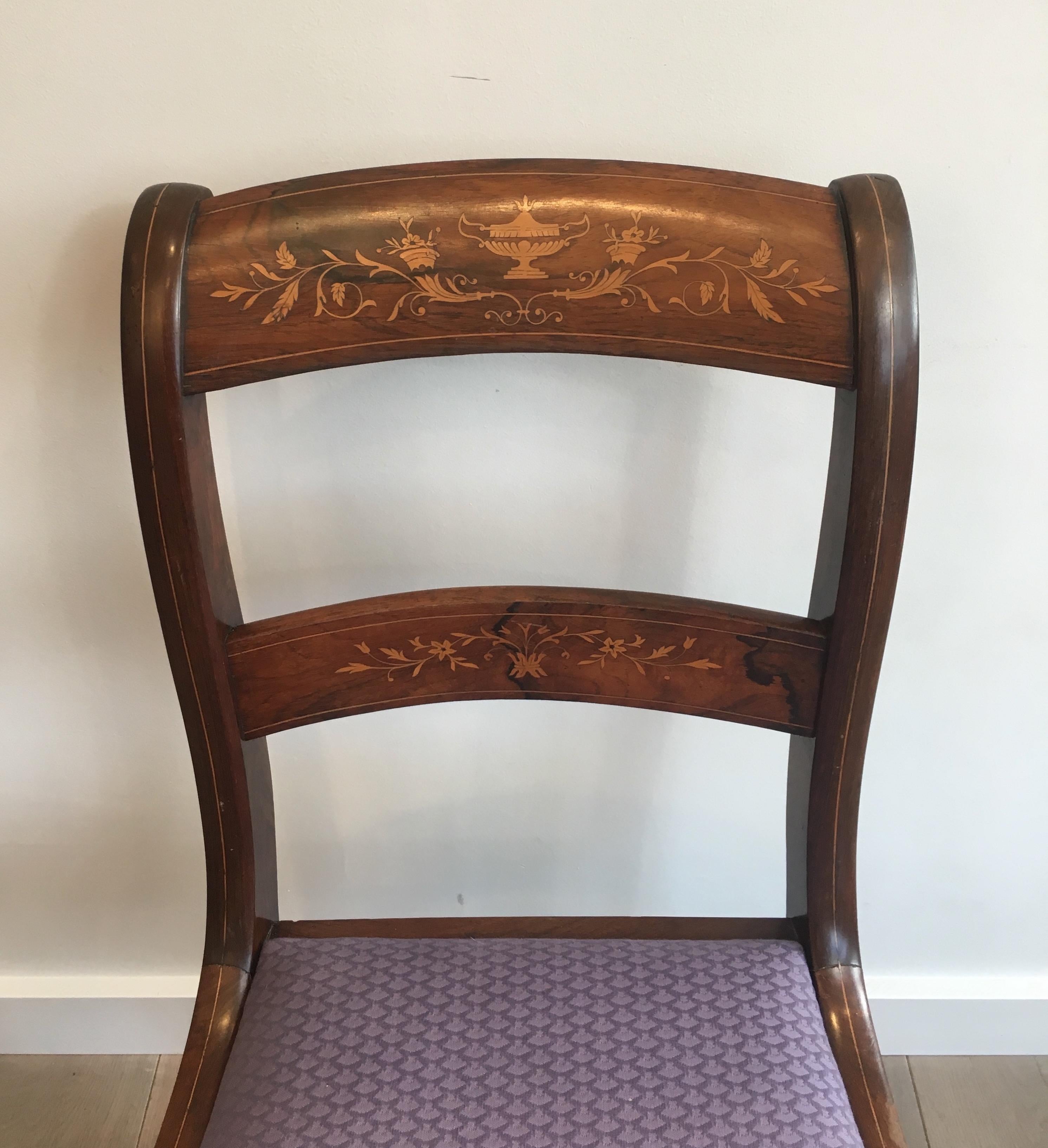Charles X Charles the Xth Rosewood and Lemon Tree Chair Attributed to Jeanselme '3 Chairs'