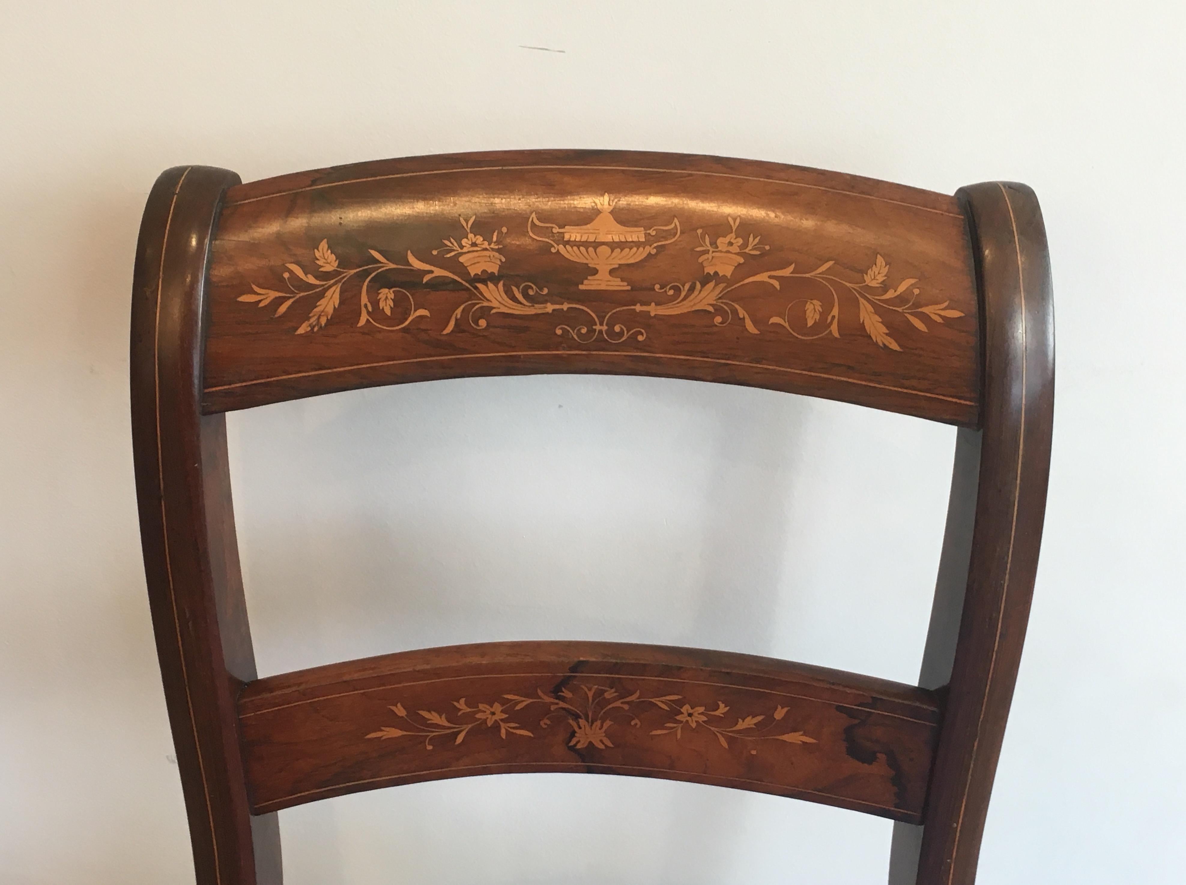 French Charles the Xth Rosewood and Lemon Tree Chair Attributed to Jeanselme '3 Chairs'