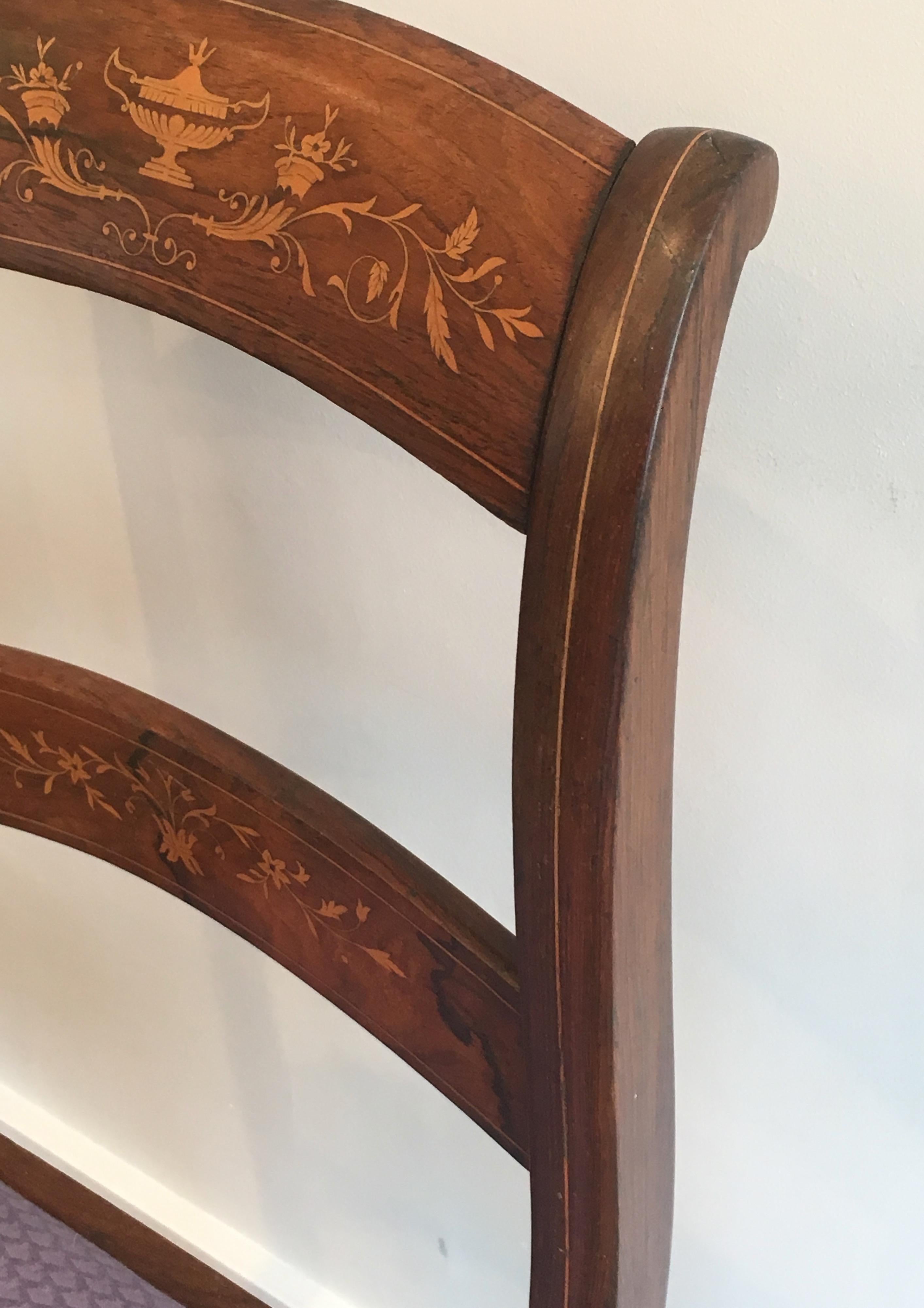 19th Century Charles the Xth Rosewood and Lemon Tree Chair Attributed to Jeanselme '3 Chairs'