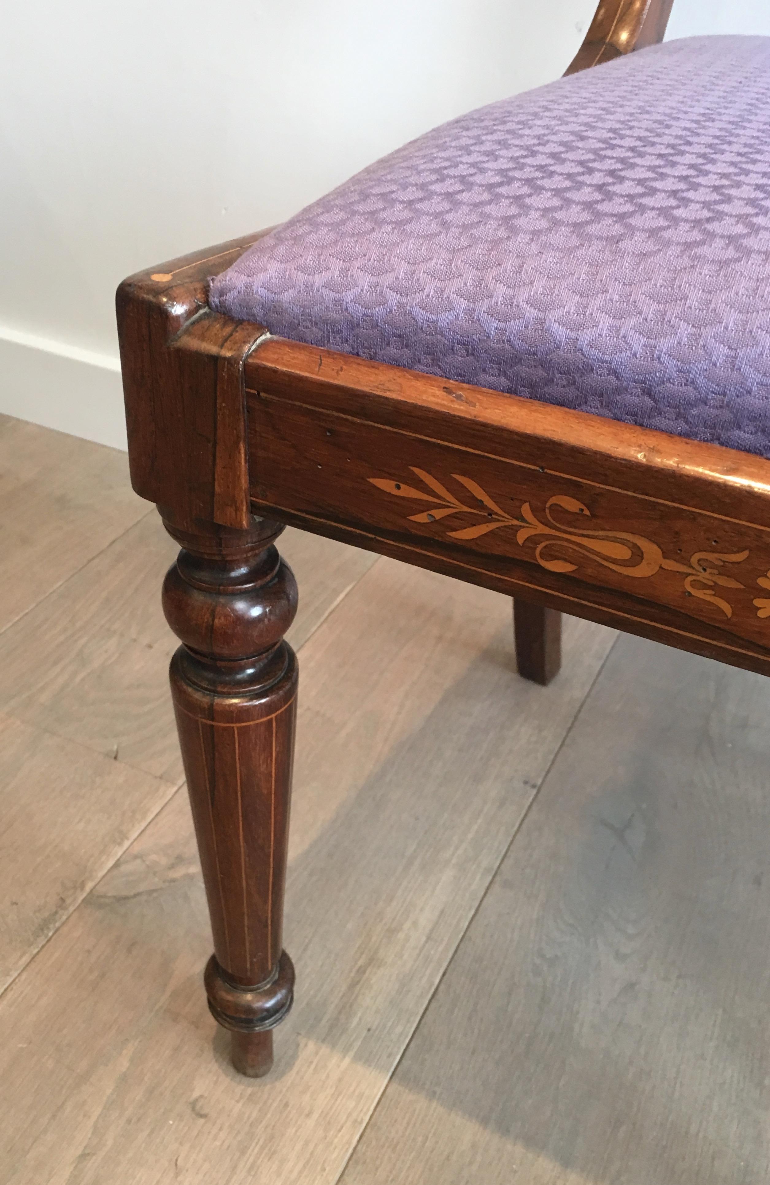 Attributed to Jeanselme, Pair of Charles the Xth Rosewood and Lemon Tree Chairs 8