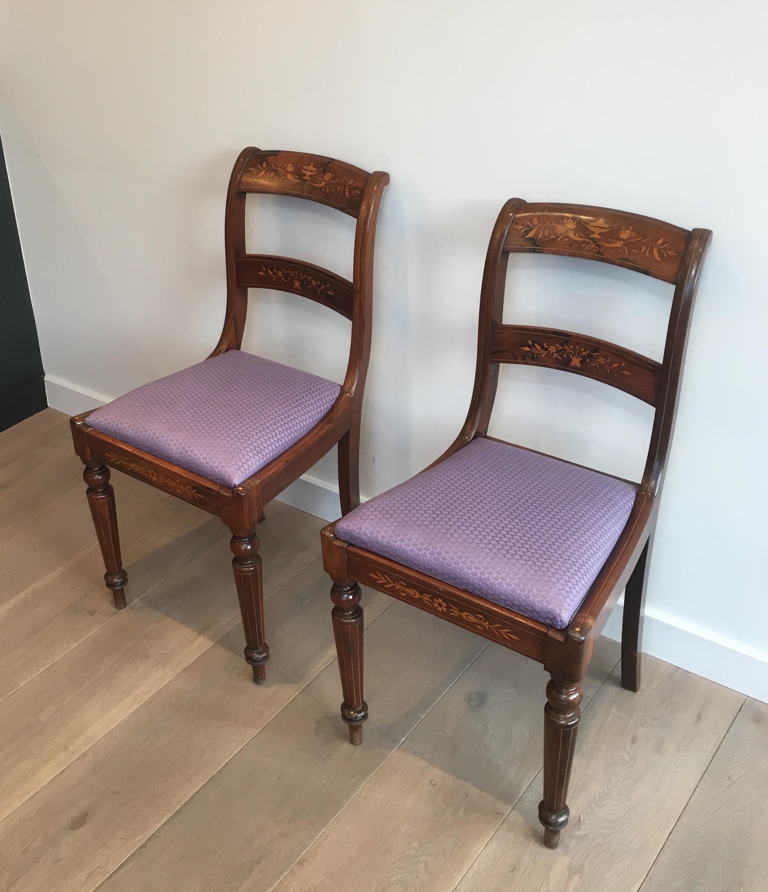 Attributed to Jeanselme, Pair of Charles the Xth Rosewood and Lemon Tree Chairs 13