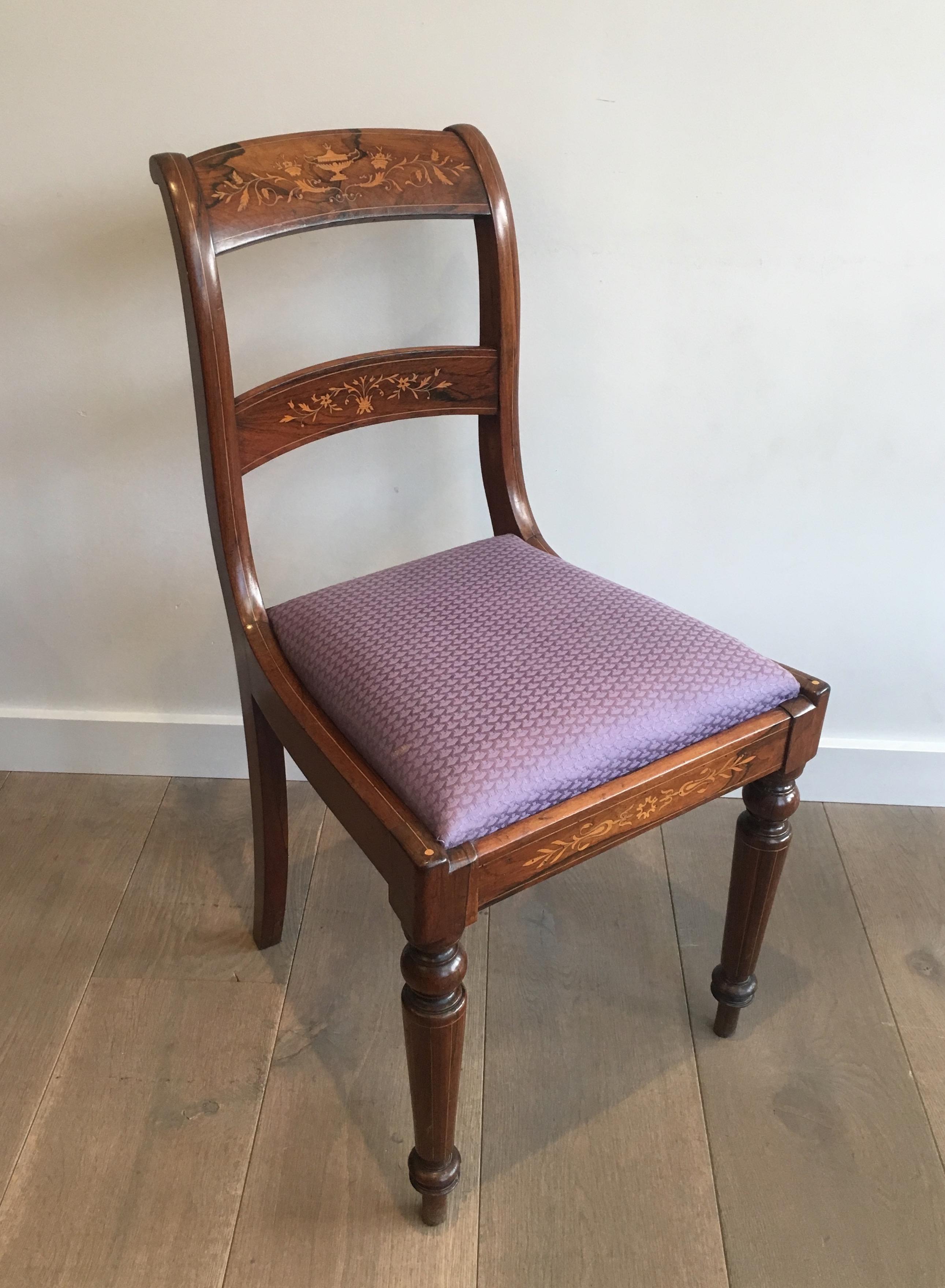Charles X Attributed to Jeanselme, Pair of Charles the Xth Rosewood and Lemon Tree Chairs
