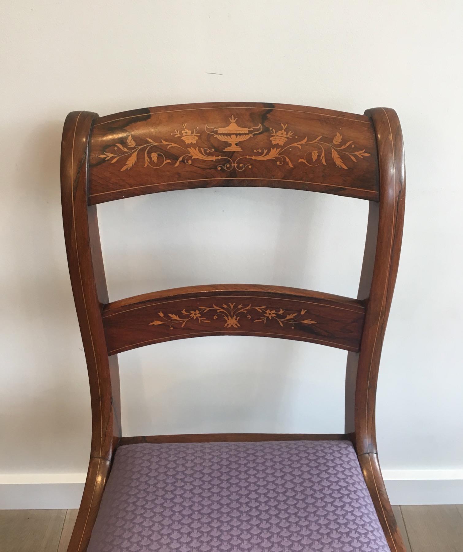 Attributed to Jeanselme, Pair of Charles the Xth Rosewood and Lemon Tree Chairs In Good Condition In Marcq-en-Barœul, Hauts-de-France