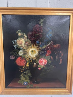Attributed to Johan Laurentz Jensen, Danish Floral Still Life Oil on Canvas