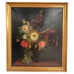Attributed to Johan Laurentz Jensen, Danish Floral Still Life Oil on Canvas