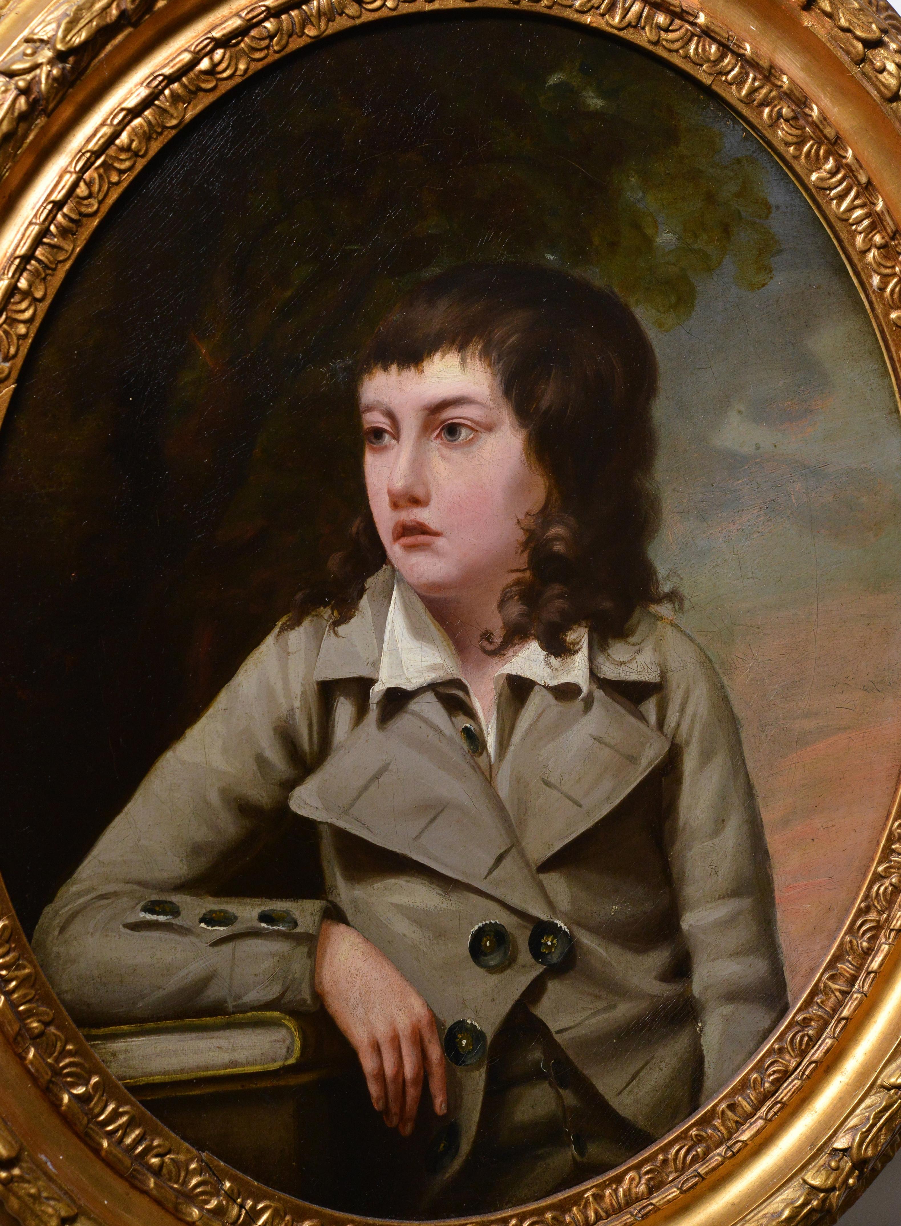 Portrait of Teenager Student 18th Century Oil Painting by British Master - Brown Portrait Painting by Attributed to John Opie R.A