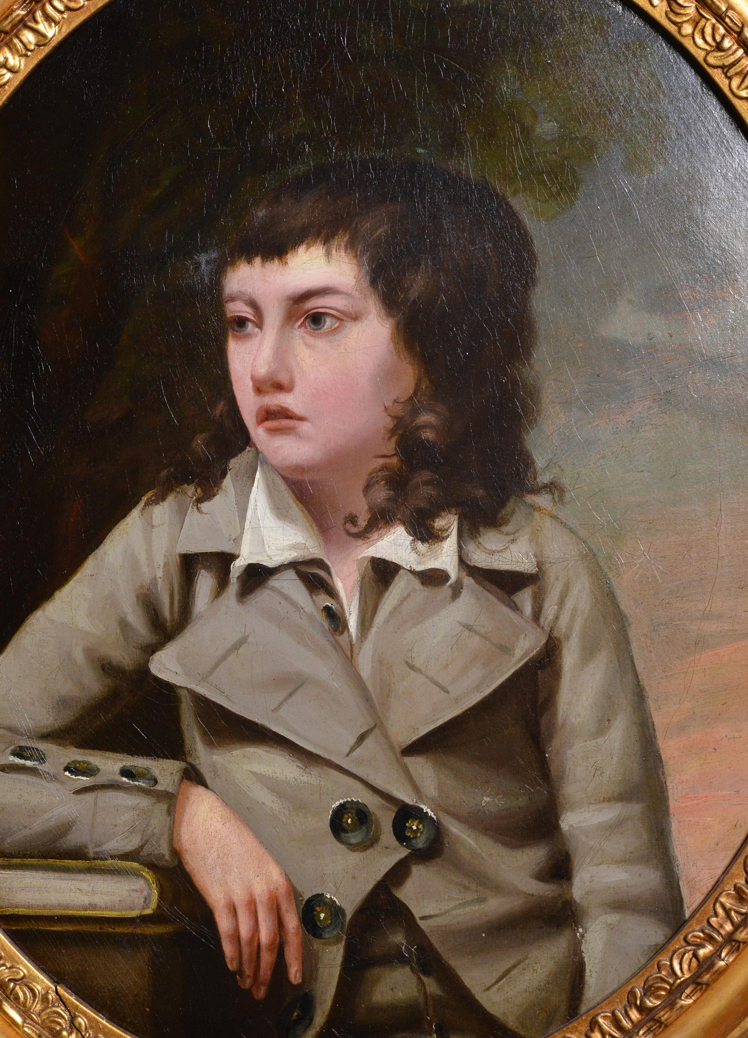 Portrait d'un adolescent étudiant, peinture à l'huile du 18e siècle par un maître britannique - Marron Portrait Painting par Attributed to John Opie R.A