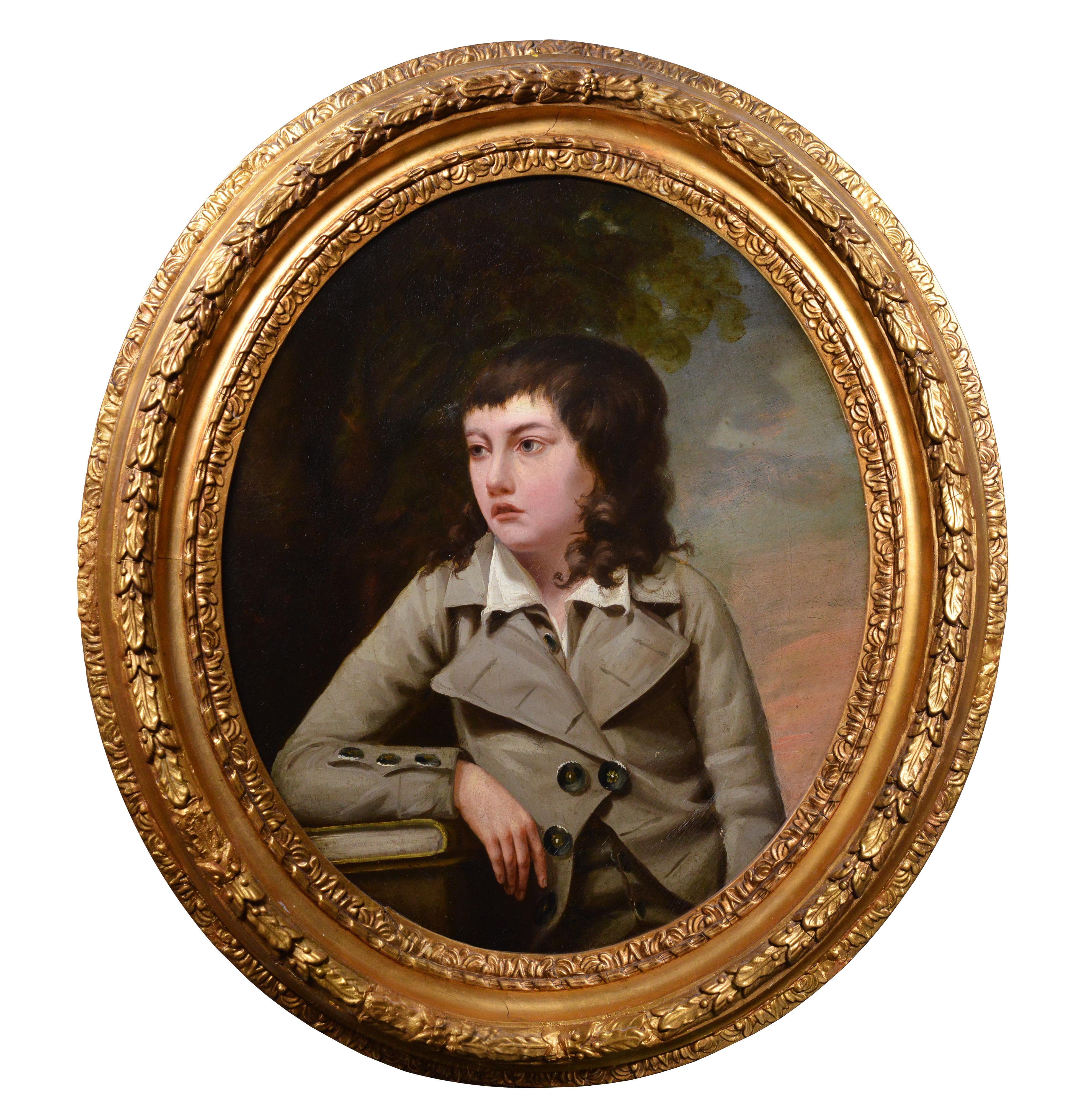 Portrait d'un adolescent étudiant, peinture à l'huile du 18e siècle par un maître britannique
