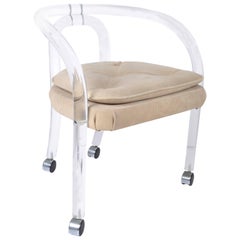 Attributed to Leon Frost Lucite Armchair, Desk Chair on Casters