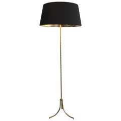 Attributed to Maison Bagués, Neoclassical Faux-Bamboo Brass Floor Lamp