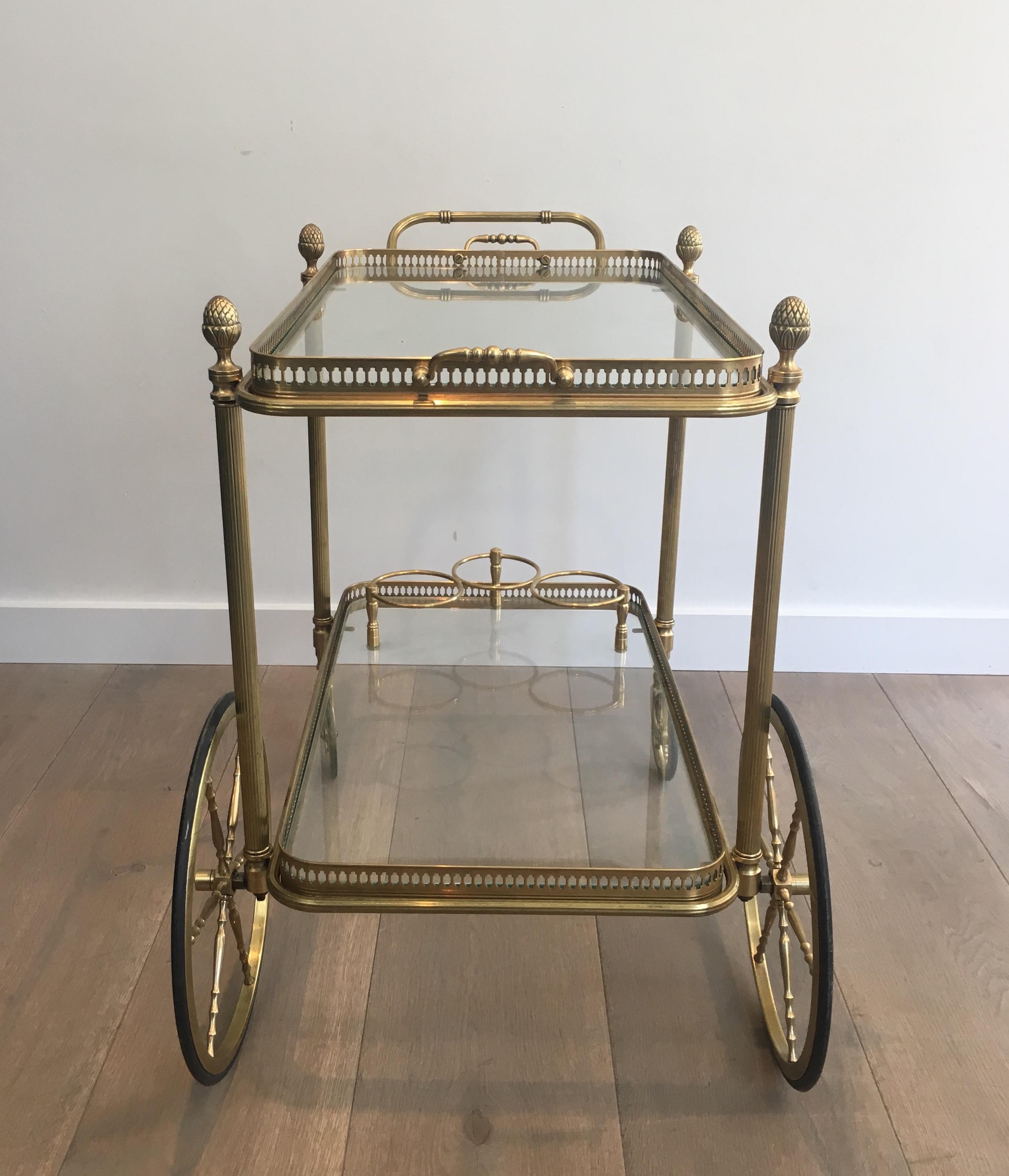Attributed to Maison Bagués. Neoclassical Style Brass Bar Cart 5