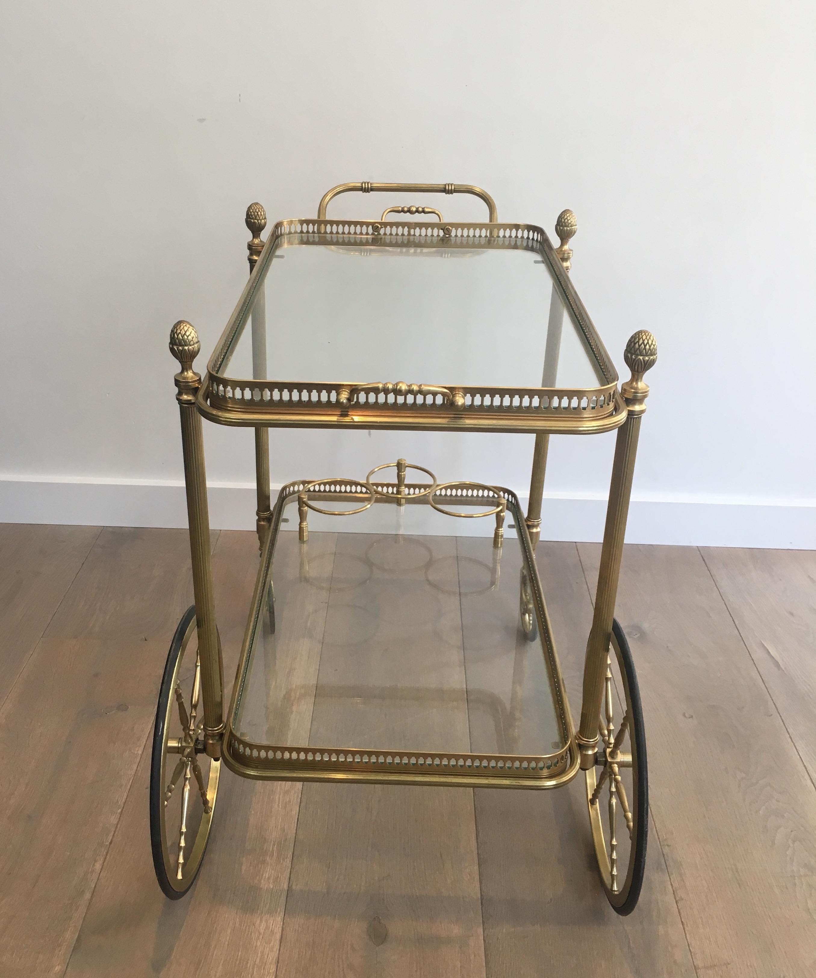 Attributed to Maison Bagués. Neoclassical Style Brass Bar Cart 6