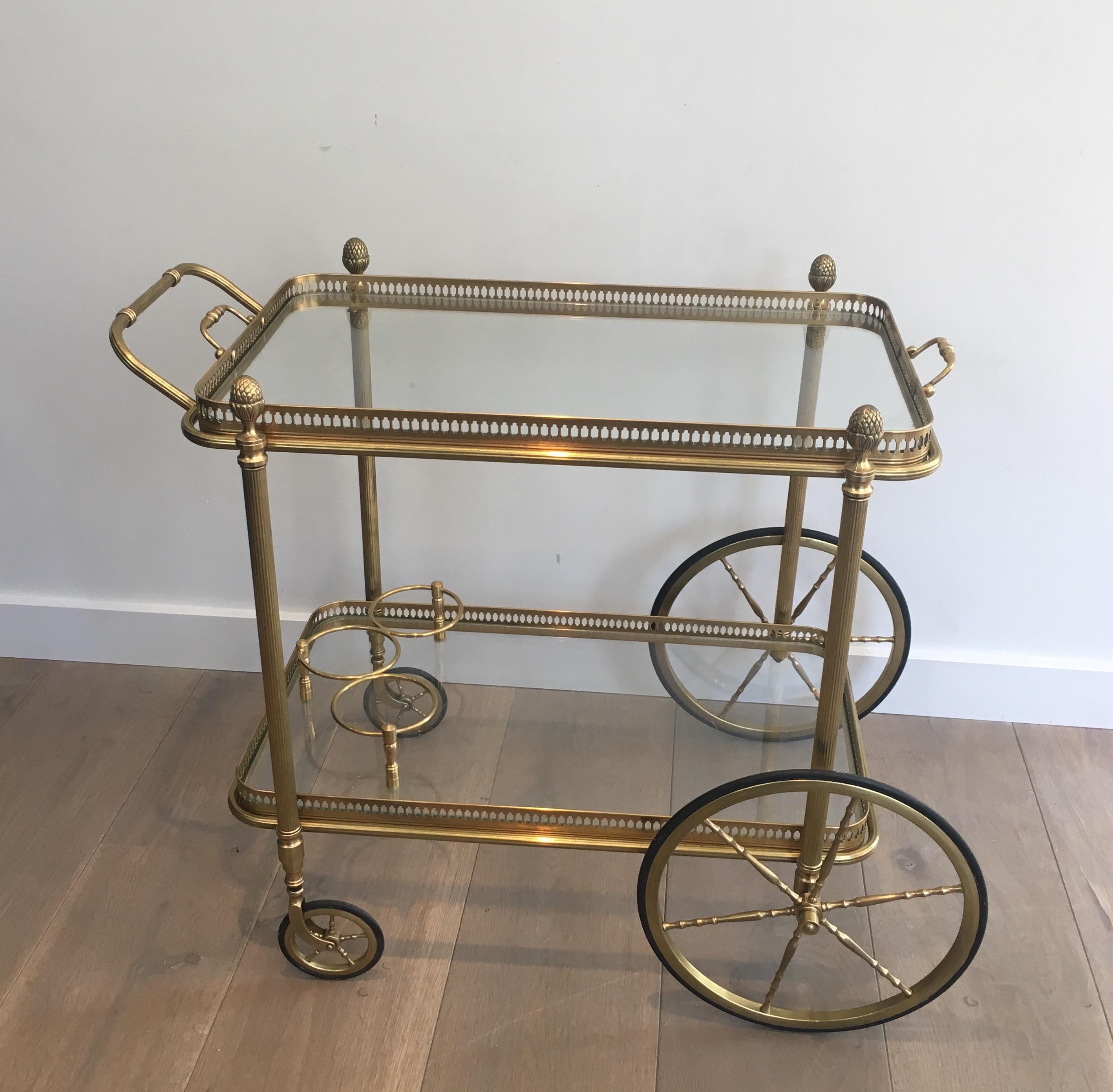 Attributed to Maison Bagués. Neoclassical Style Brass Bar Cart 7