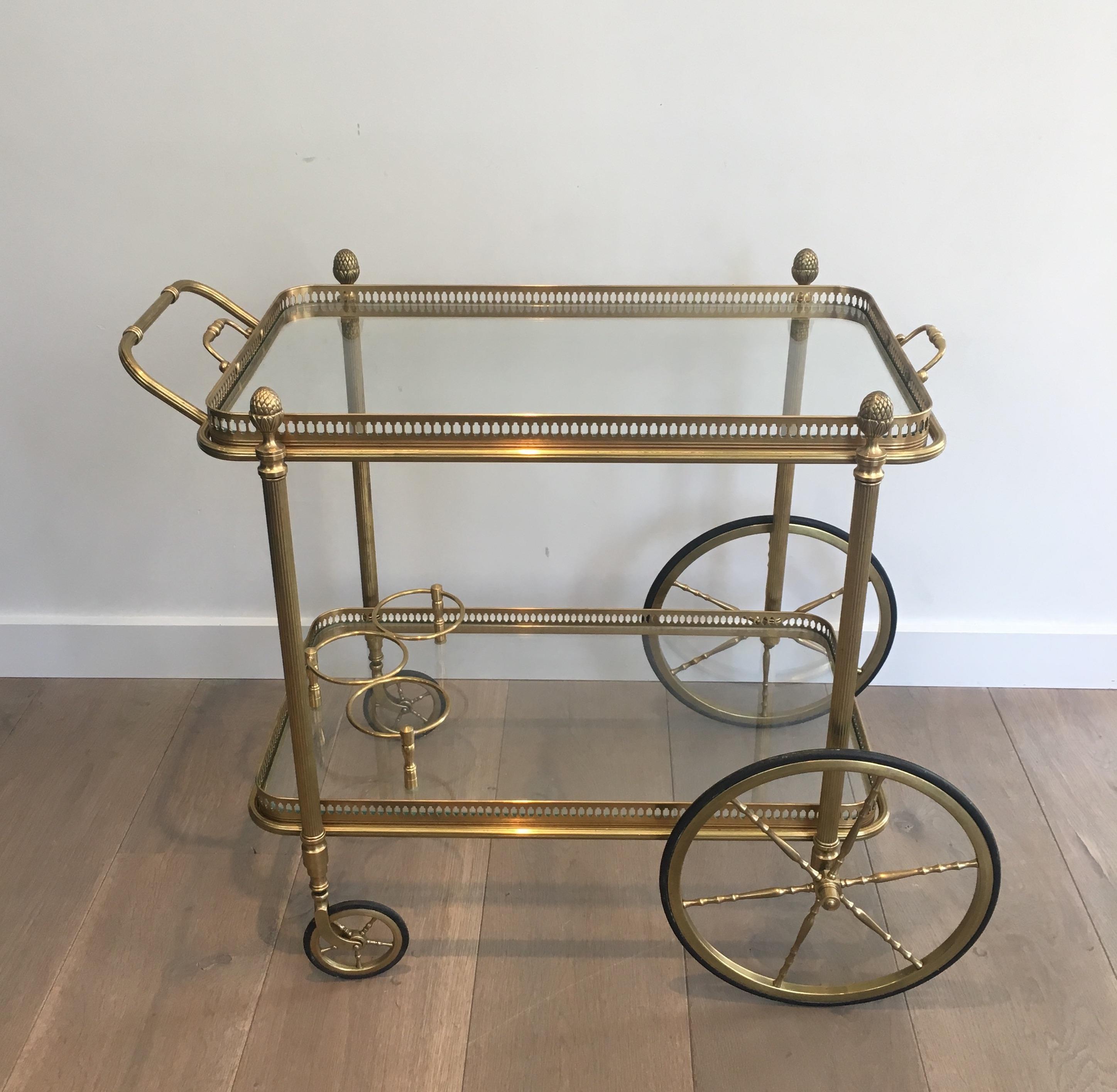 Attributed to Maison Bagués. Neoclassical Style Brass Bar Cart 8