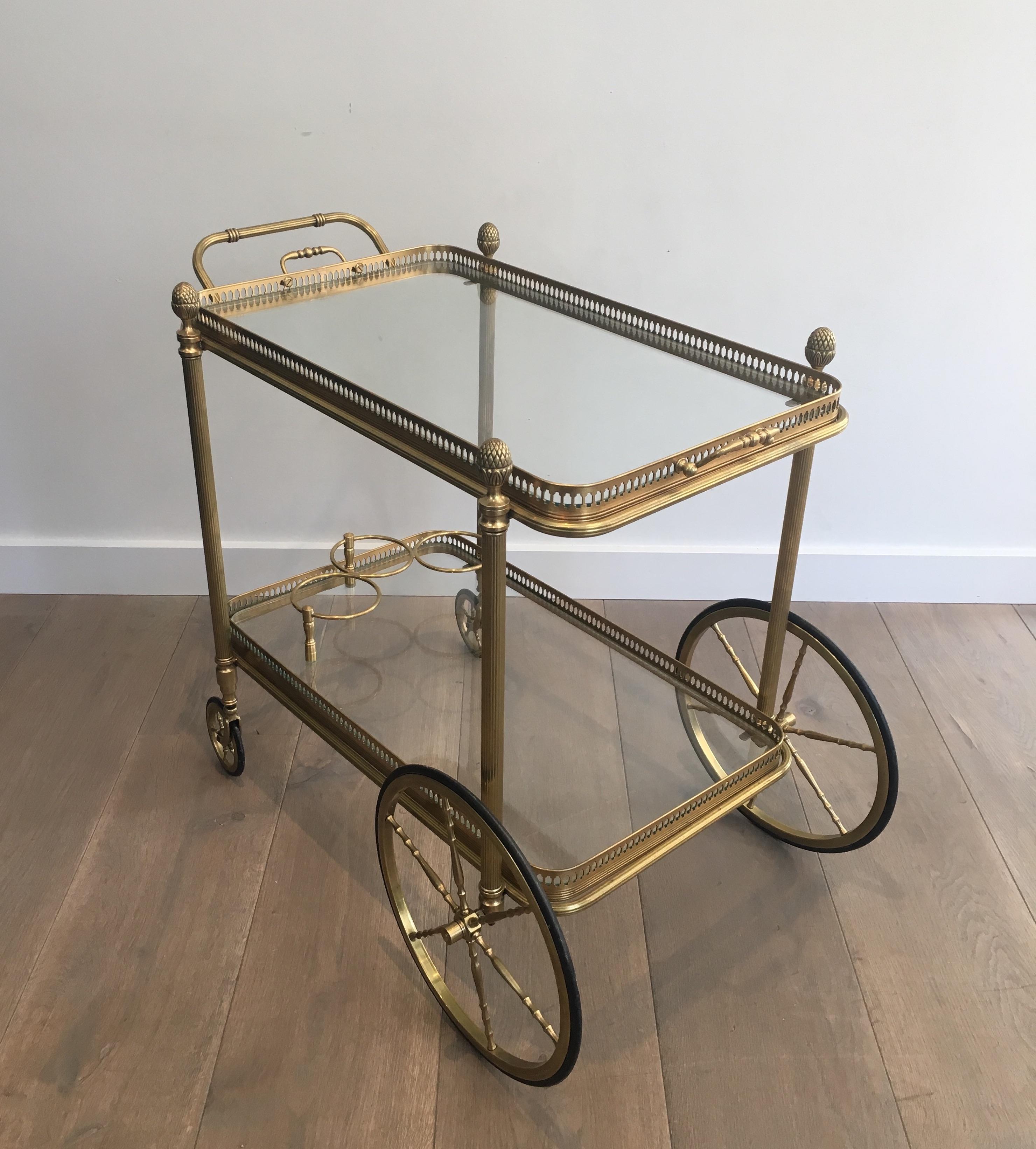 Attributed to Maison Bagués. Neoclassical Style Brass Bar Cart 9