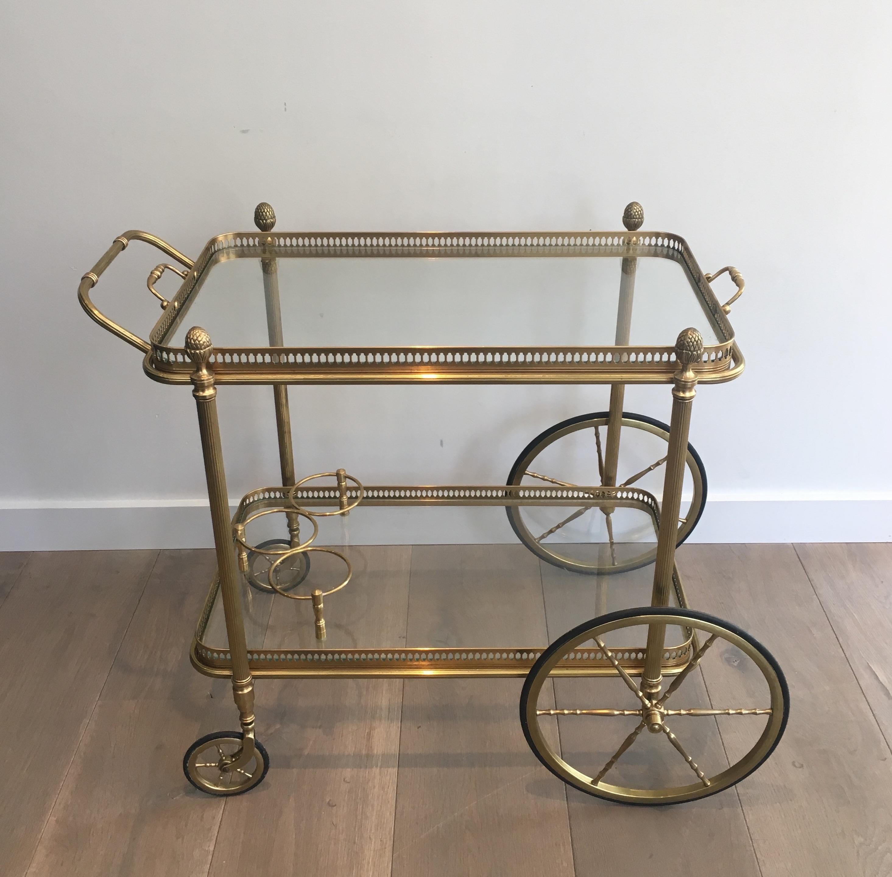 Attributed to Maison Bagués. Neoclassical Style Brass Bar Cart 10