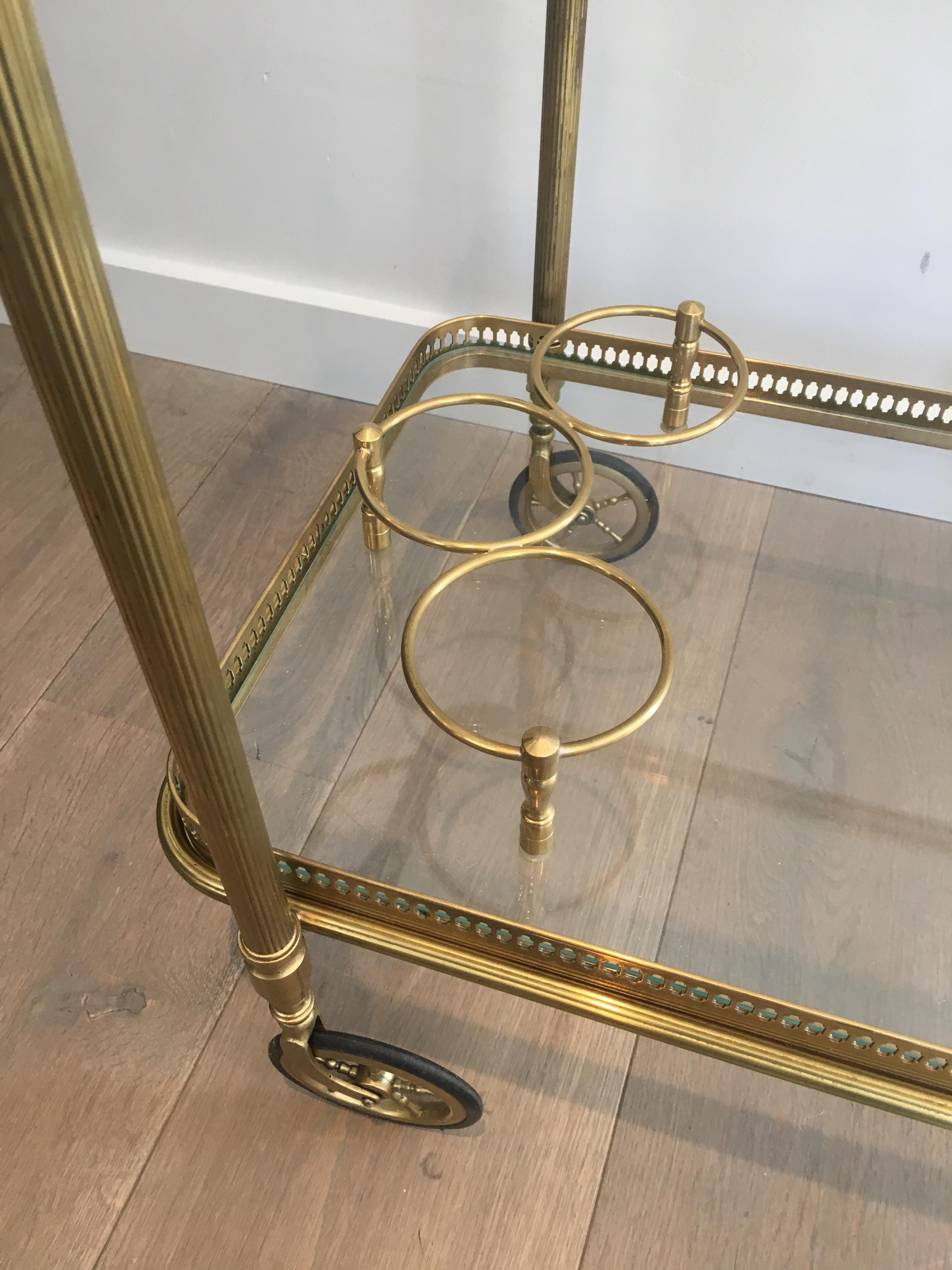Mid-20th Century Attributed to Maison Bagués. Neoclassical Style Brass Bar Cart