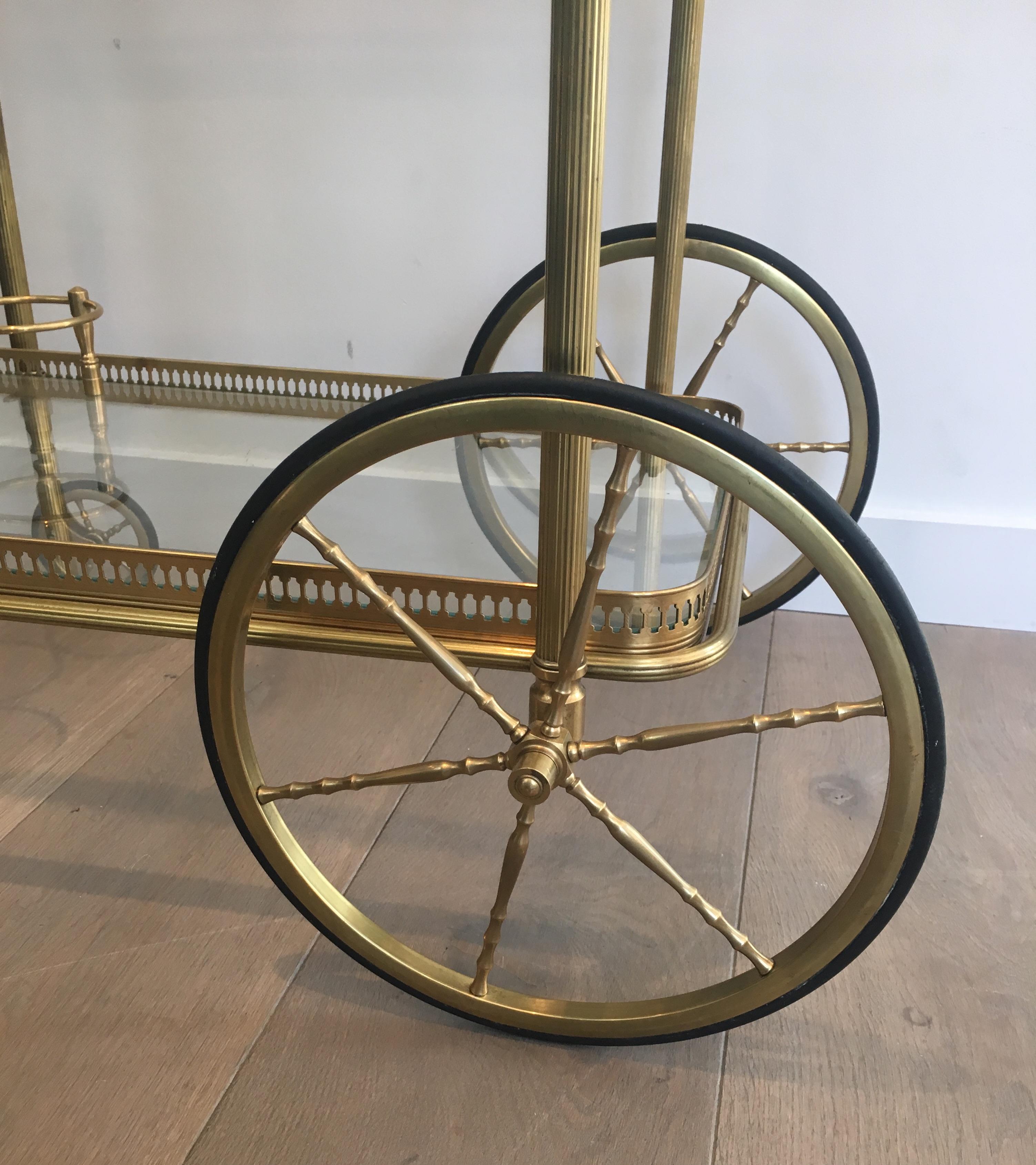 Attributed to Maison Bagués. Neoclassical Style Brass Bar Cart 2