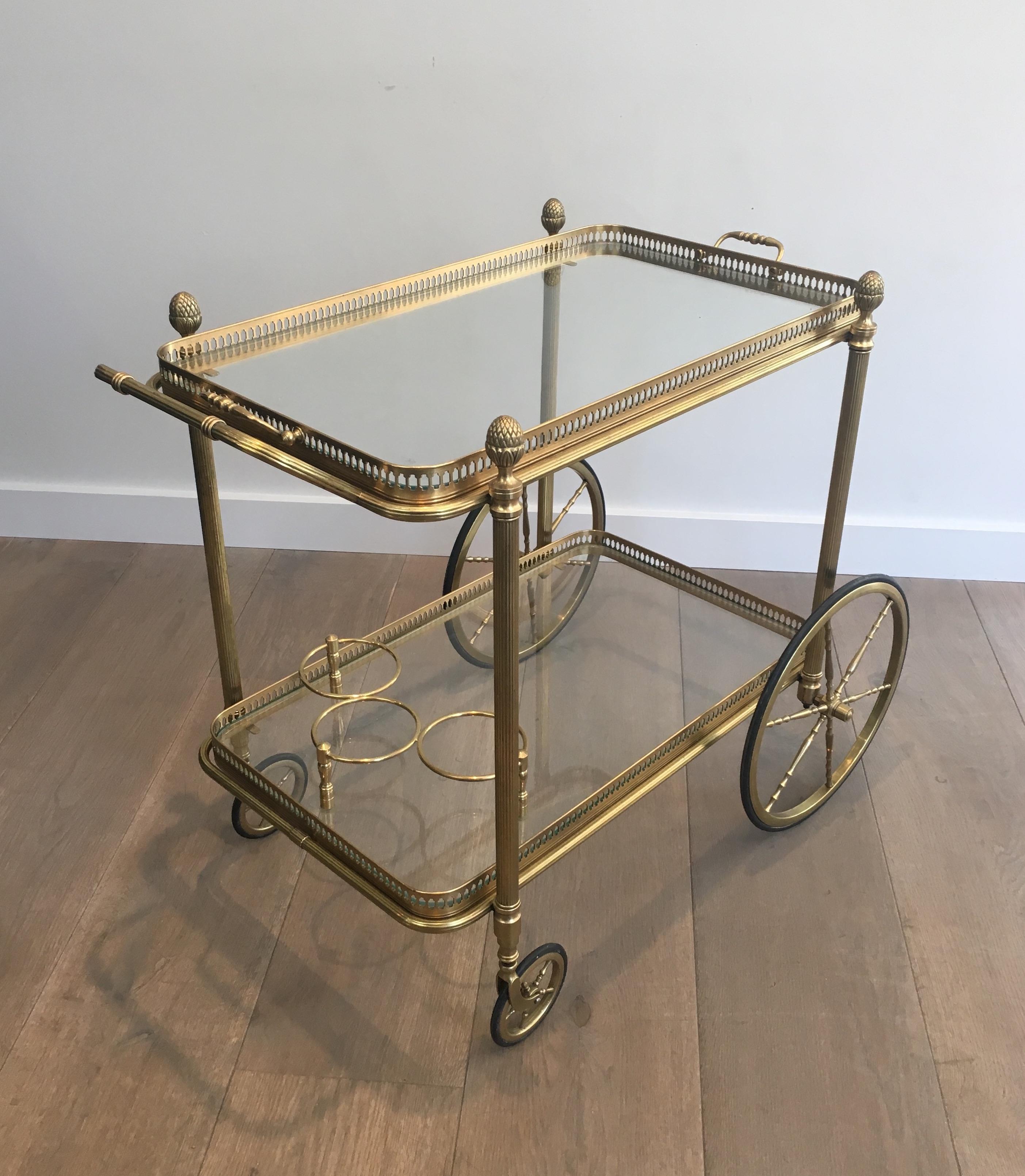 Attributed to Maison Bagués. Neoclassical Style Brass Bar Cart 4