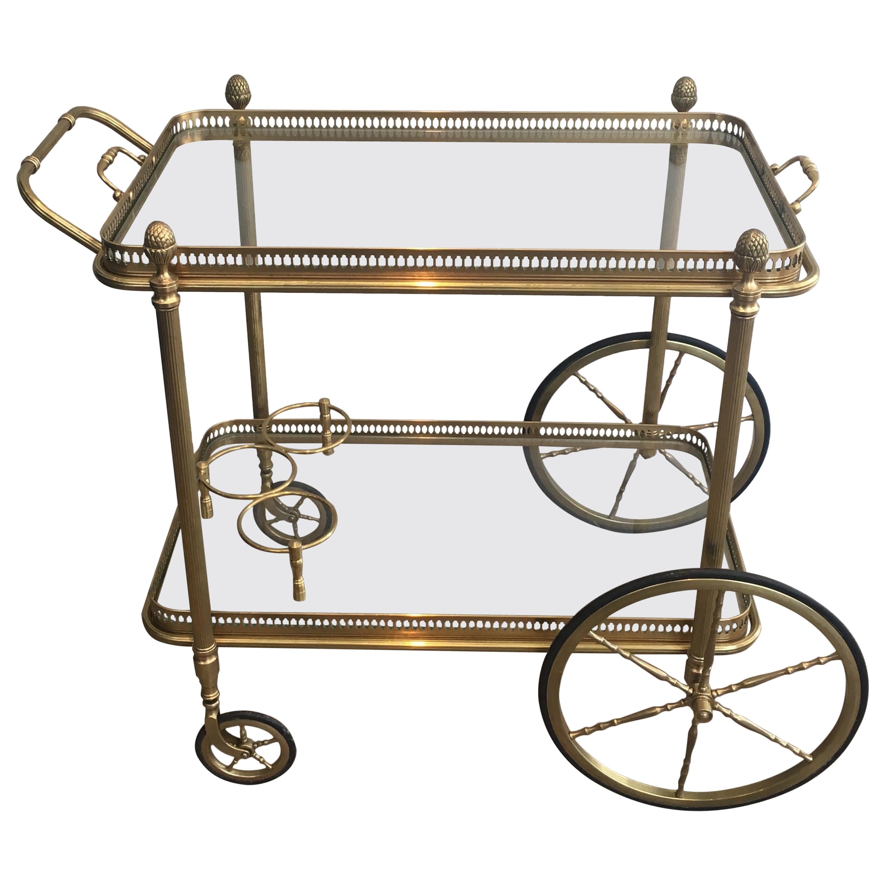 Attributed to Maison Bagués. Neoclassical Style Brass Bar Cart