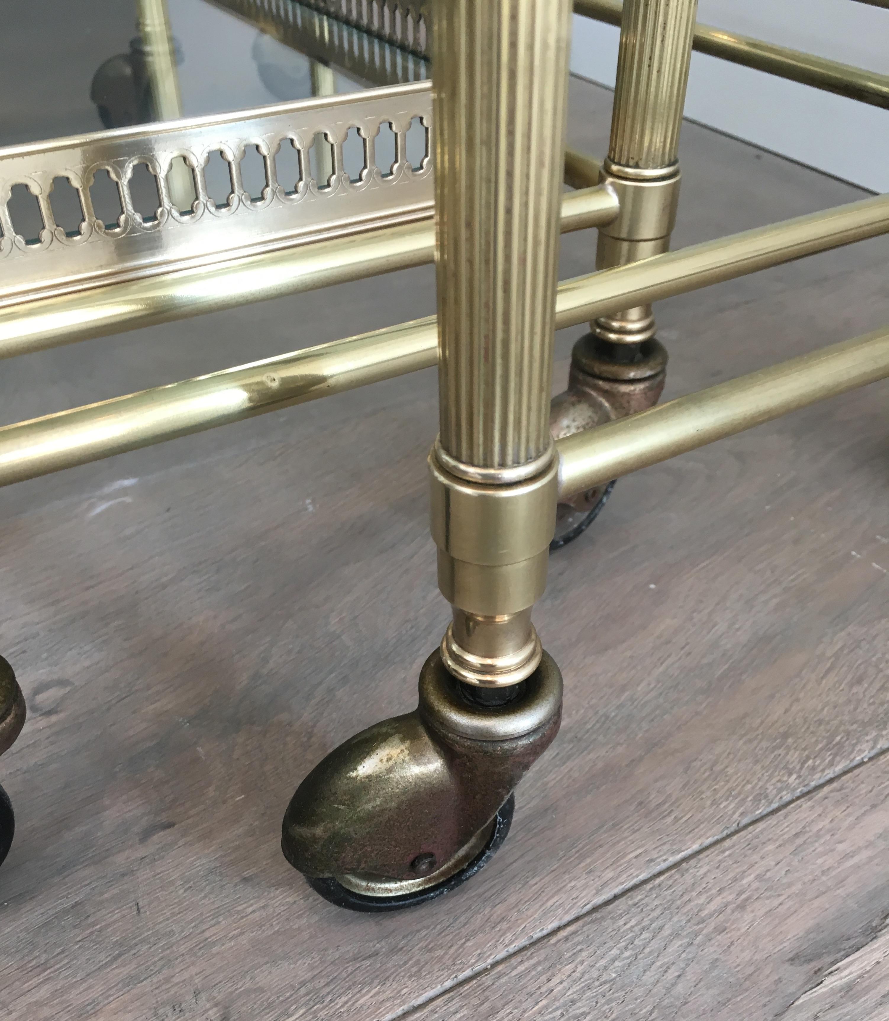 Attributed to Maison Baguès, Set of Neoclassical Brass Nesting Tables on Casters 10