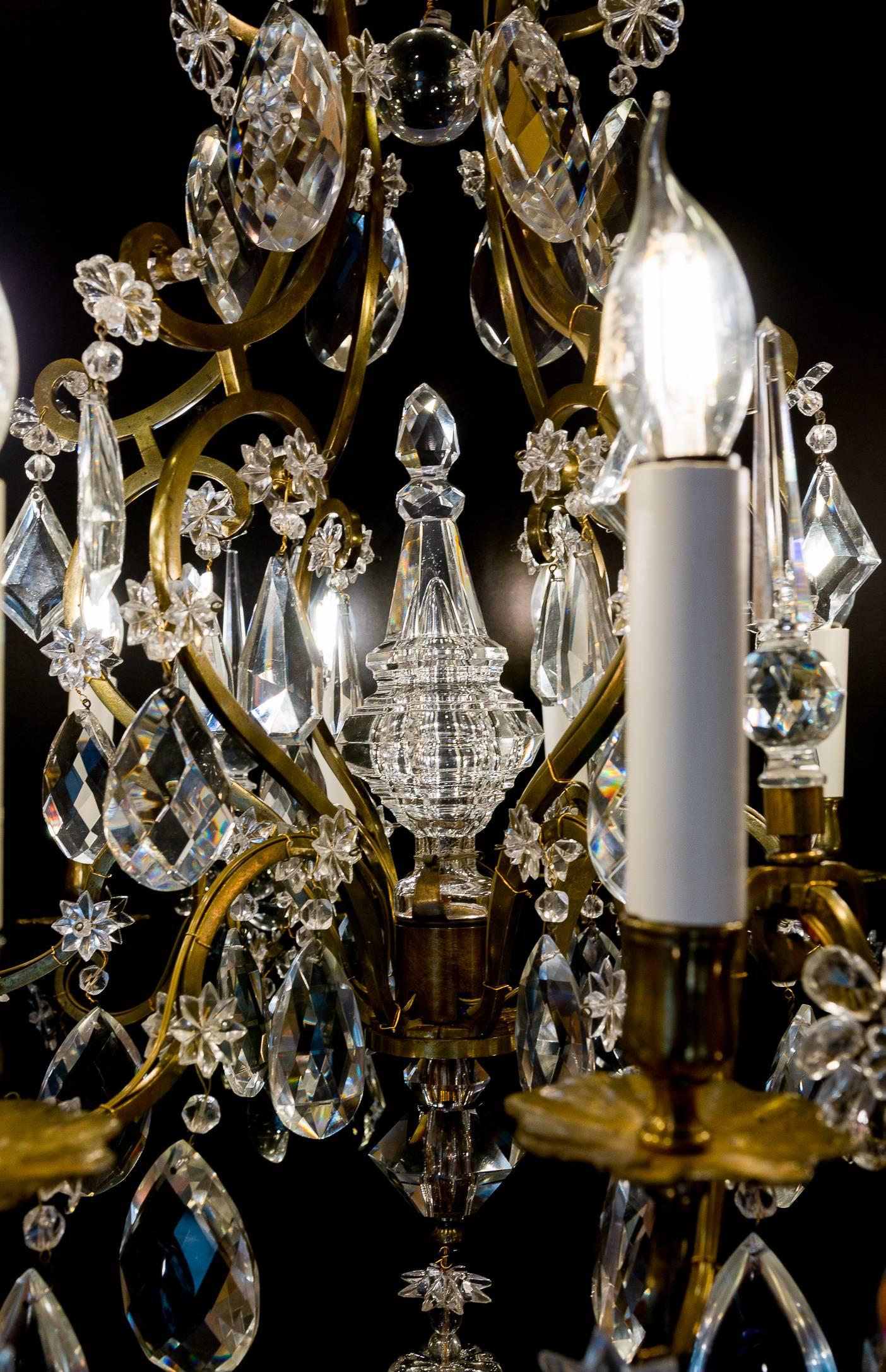 Attributed to Maison Baguès, Early 20th Century Ormolu and Crystal Chandelier 1