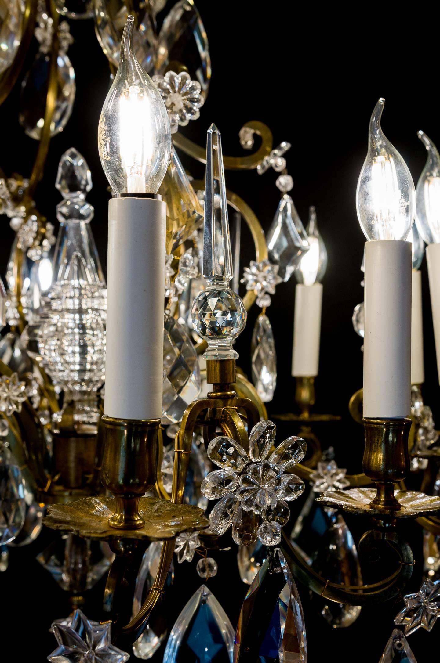 Attributed to Maison Baguès, Early 20th Century Ormolu and Crystal Chandelier 2