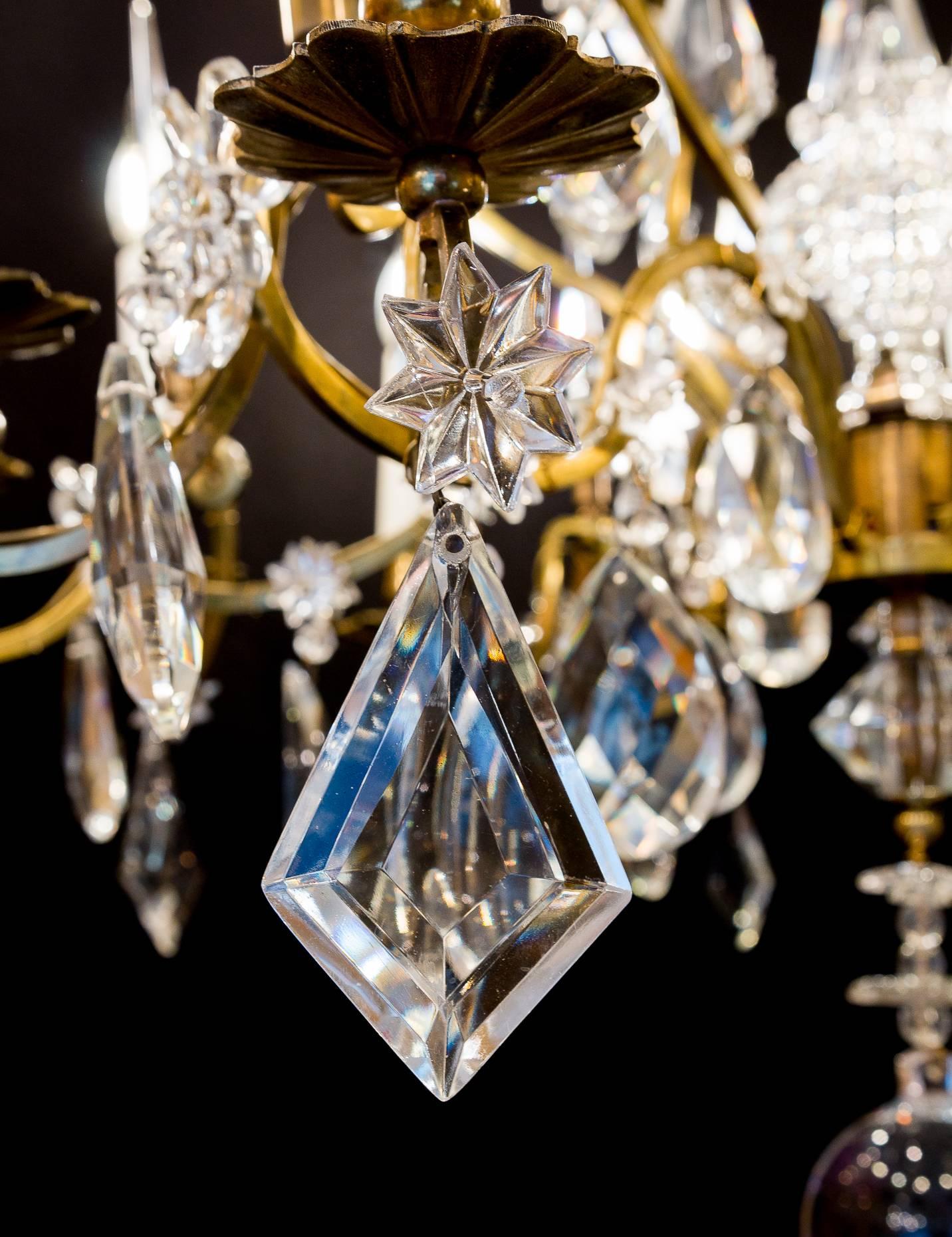 Attributed to Maison Baguès, Early 20th Century Ormolu and Crystal Chandelier 3
