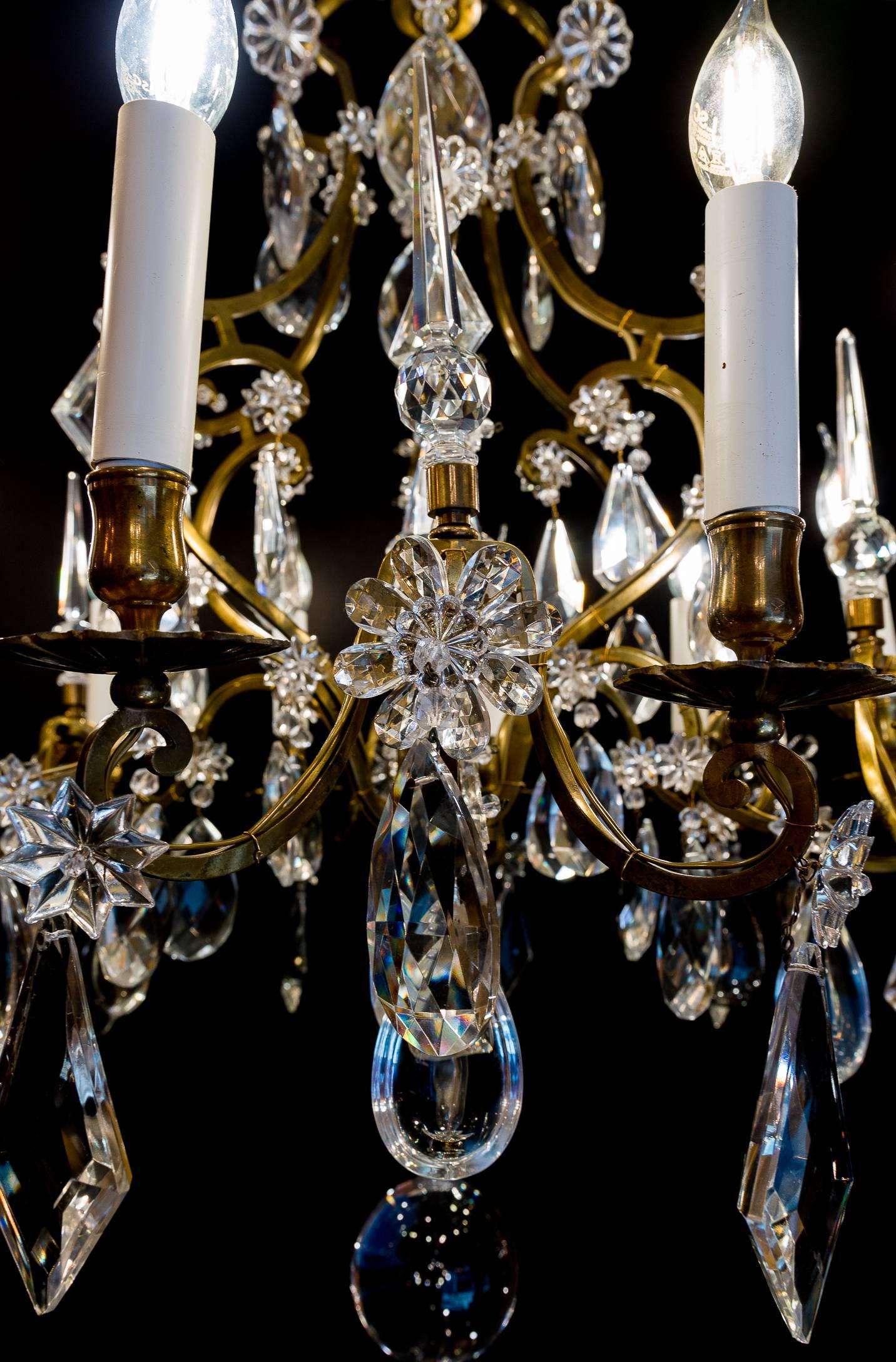 Attributed to Maison Baguès, Early 20th Century Ormolu and Crystal Chandelier 4