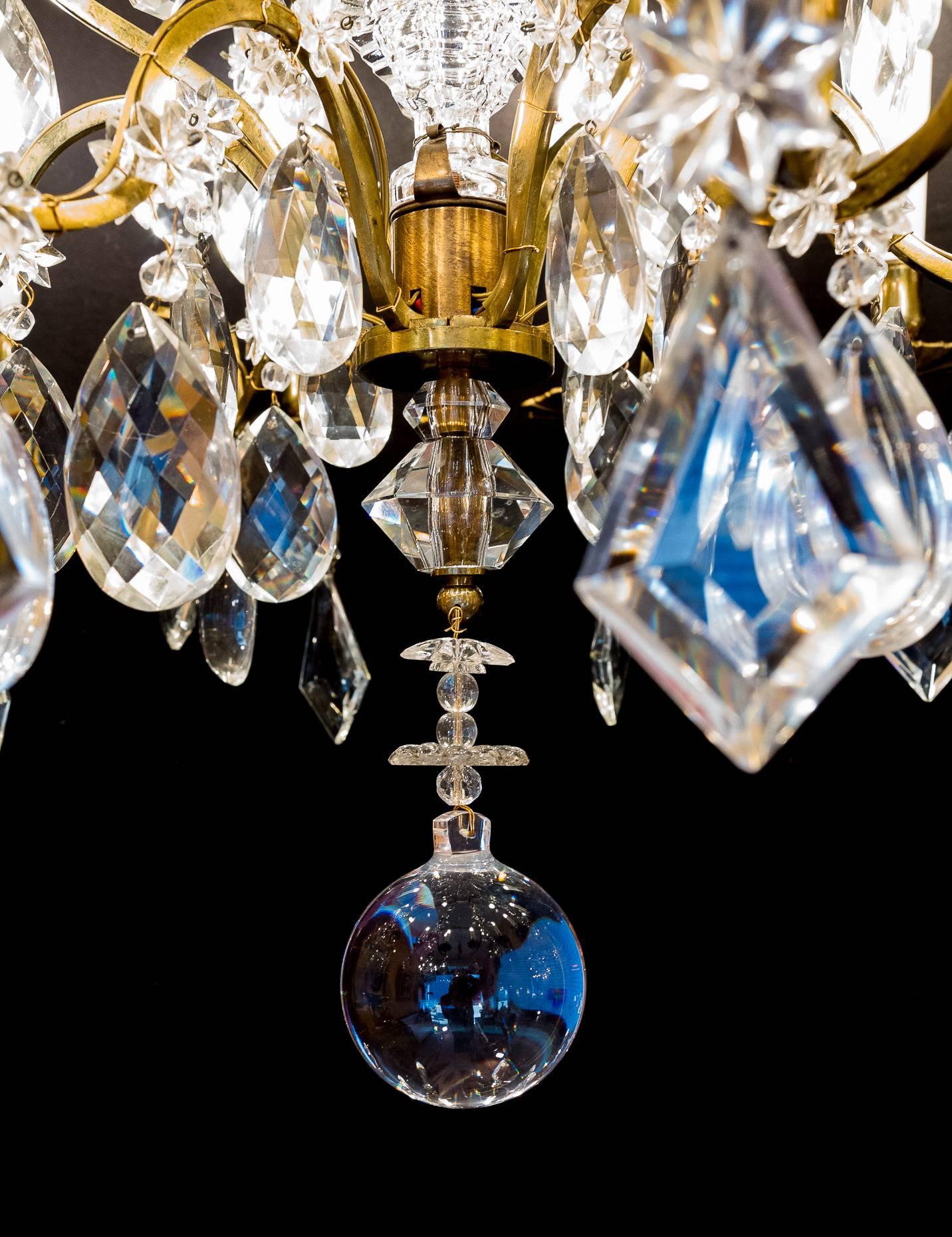 Attributed to Maison Baguès, Early 20th Century Ormolu and Crystal Chandelier 5