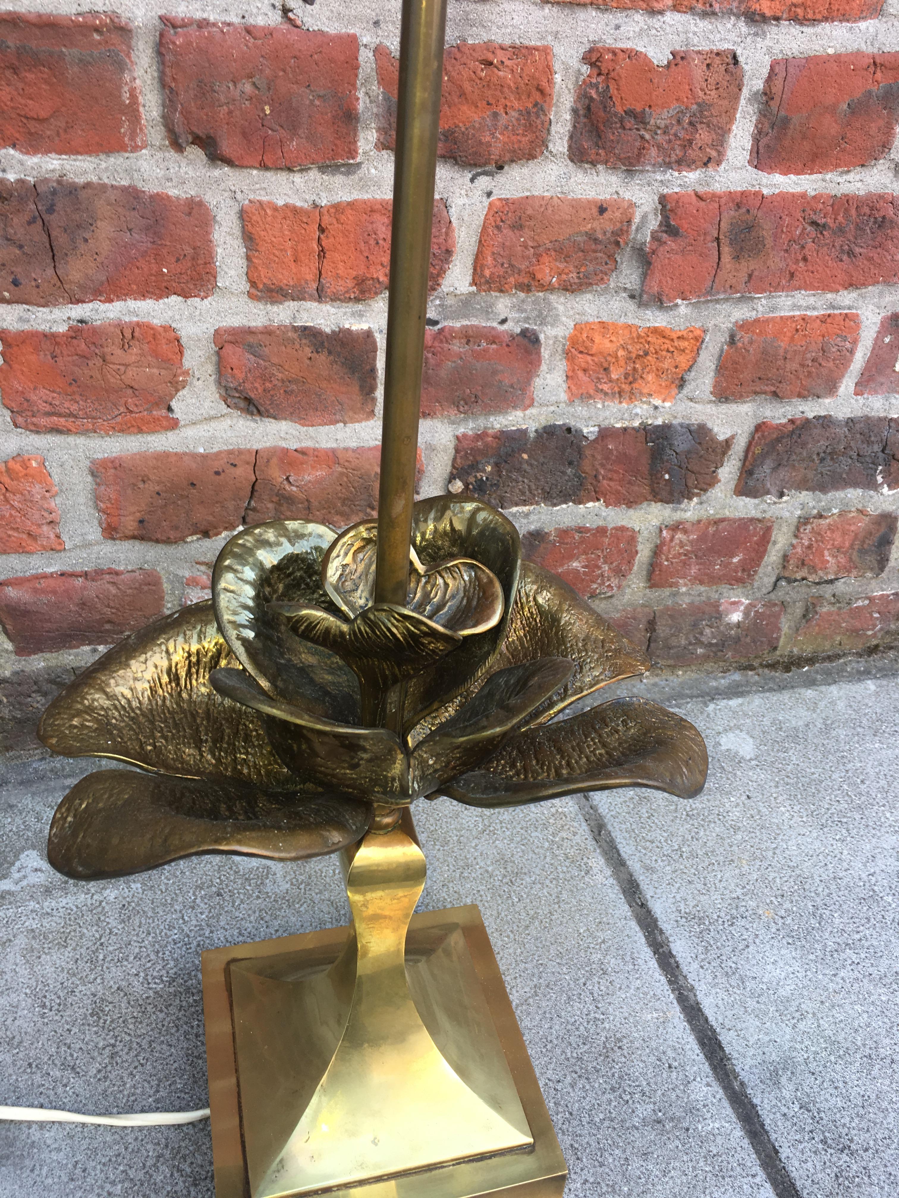 Attributed to Maison Charles, Gilt Metal Table Lamp For Sale 5