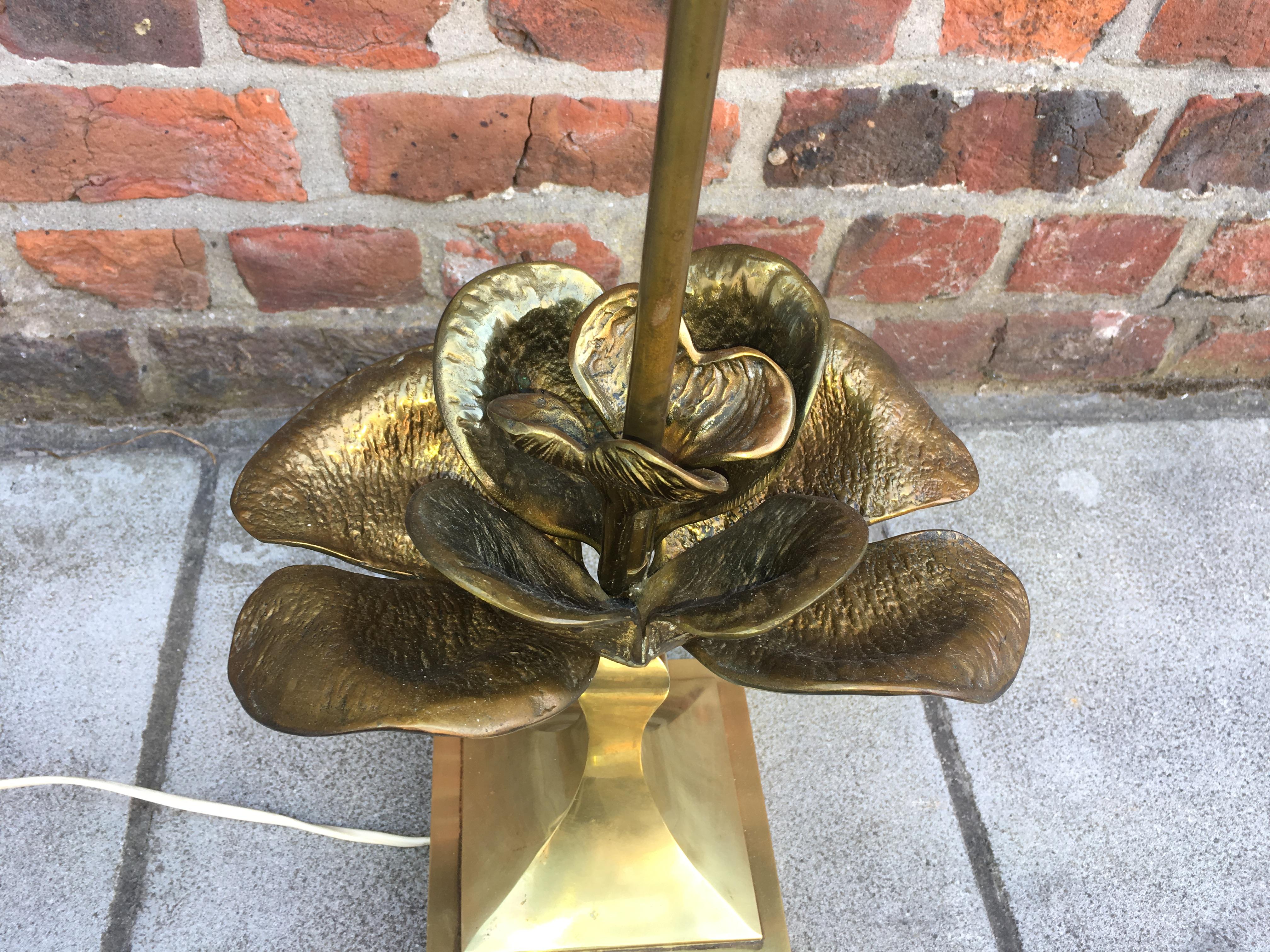 Mid-Century Modern Attributed to Maison Charles, Gilt Metal Table Lamp For Sale