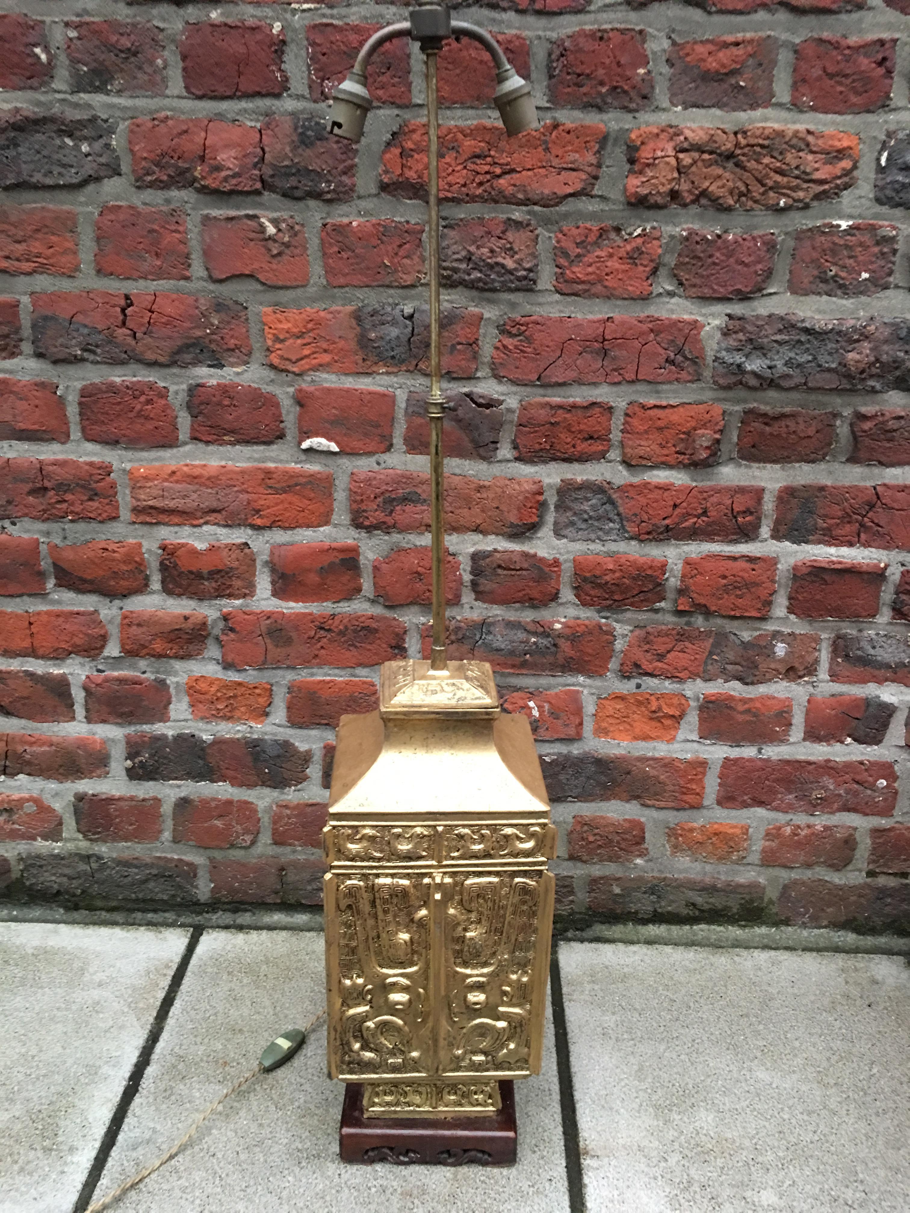 Late 20th Century Attributed to Maison Charles, Gilt Metal Table Lamp