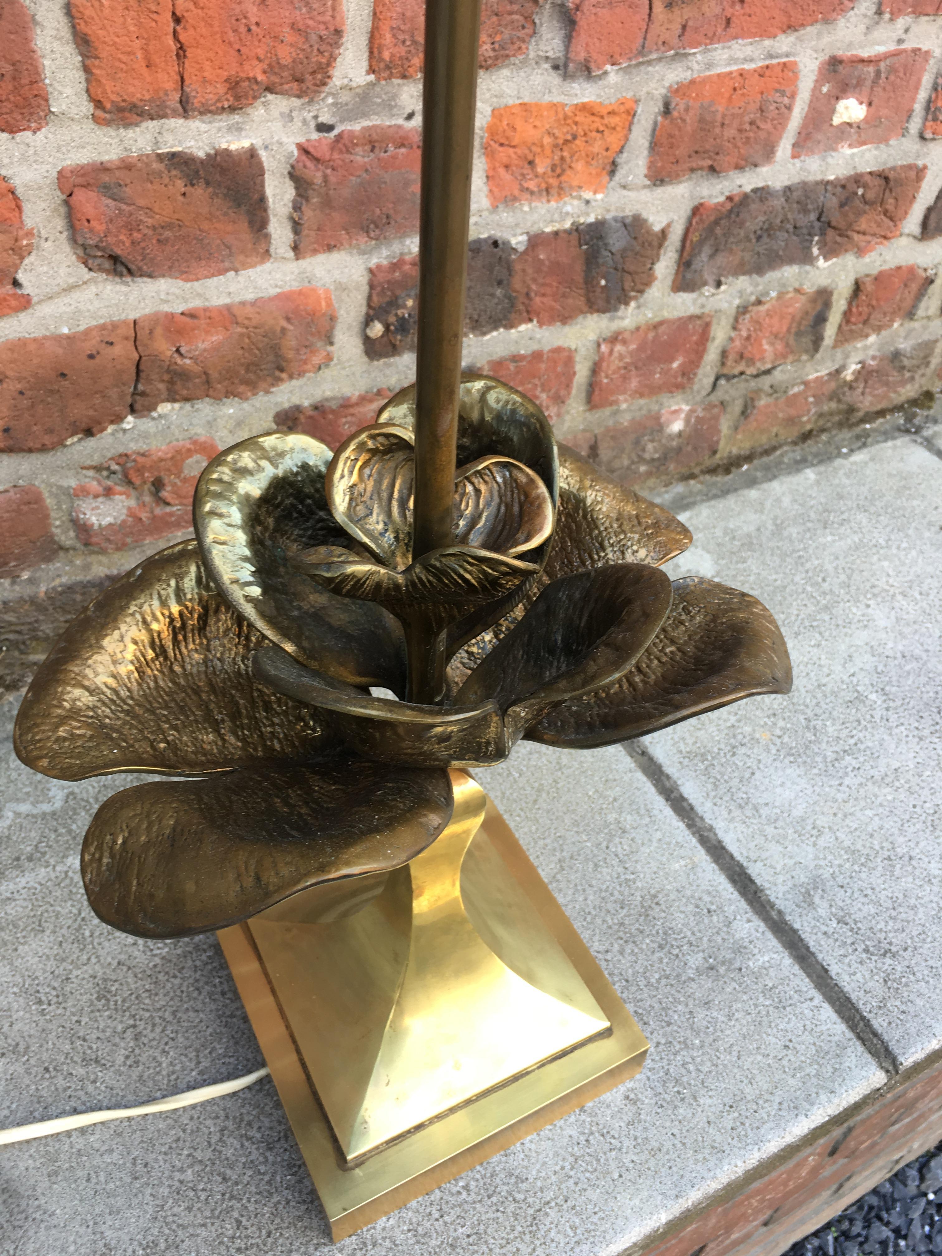 Late 20th Century Attributed to Maison Charles, Gilt Metal Table Lamp For Sale