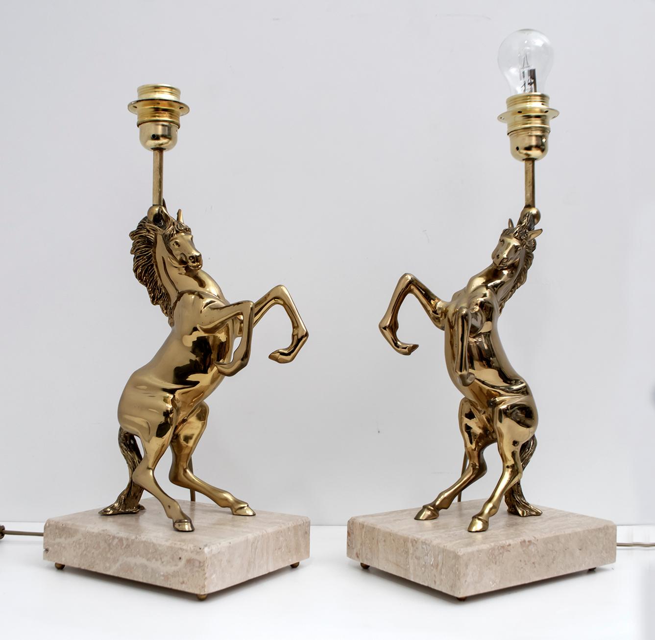 Attributed to Maison Charles Mid-Century Modern Horsed French Table Lamps, 1970s In Good Condition In Puglia, Puglia