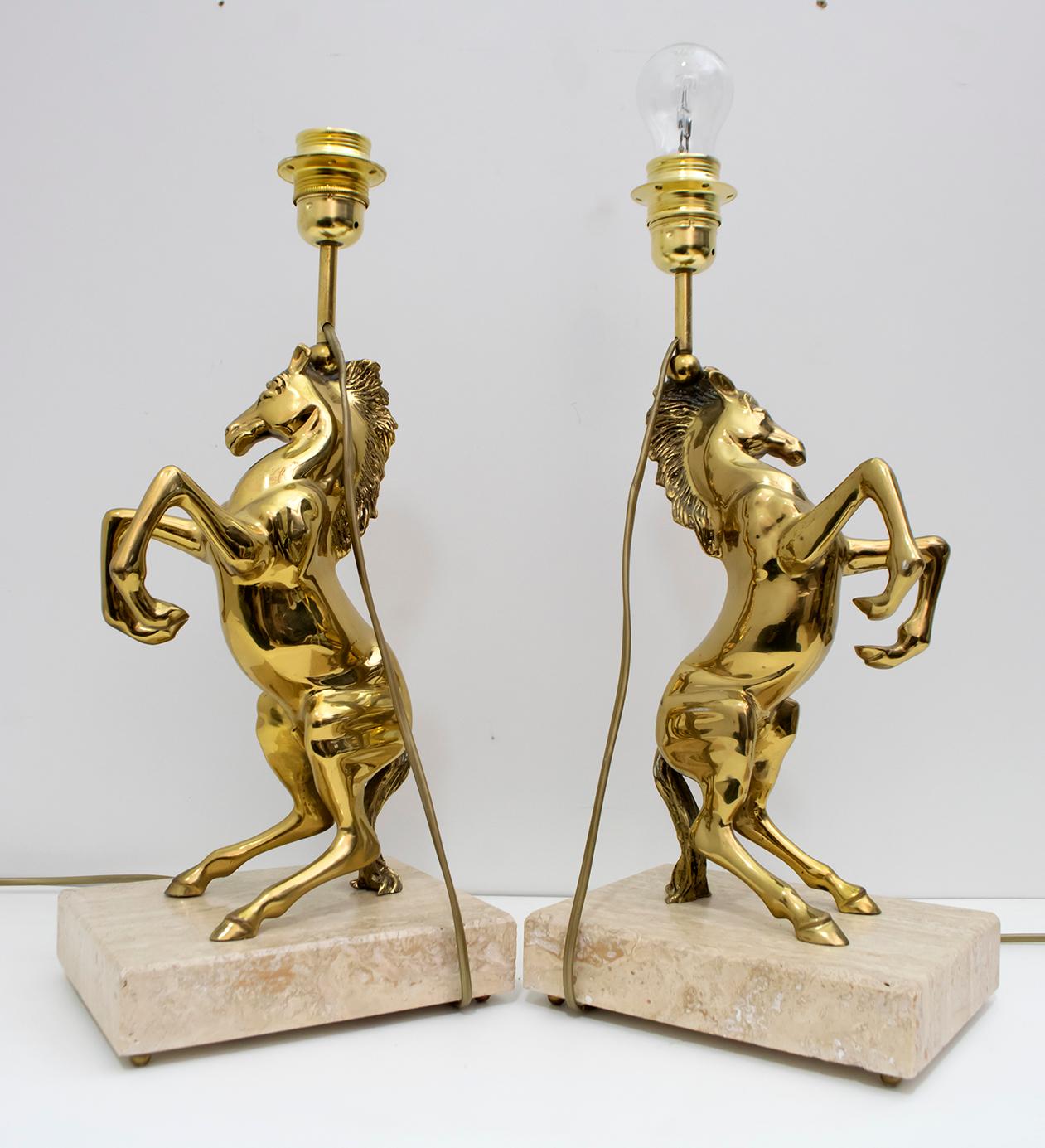 Attributed to Maison Charles Mid-Century Modern Horsed French Table Lamps, 1970s 2