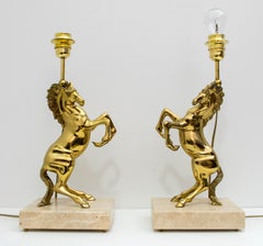 Attributed to Maison Charles Mid-Century Modern Horsed French Table Lamps, 1970s