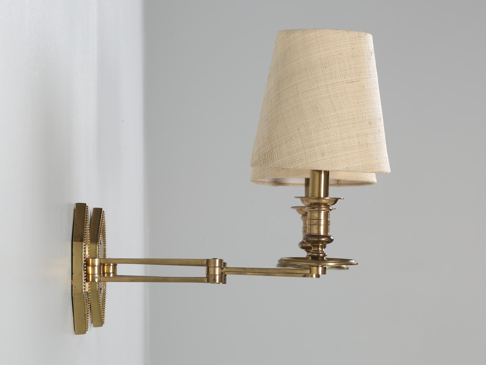 Attributed to Maison Jansen Articulated Brass Wall Lights, Sconces circa 1940's In Good Condition In Chicago, IL