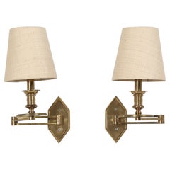 Vintage Attributed to Maison Jansen Articulated Brass Wall Lights, Sconces circa 1940
s