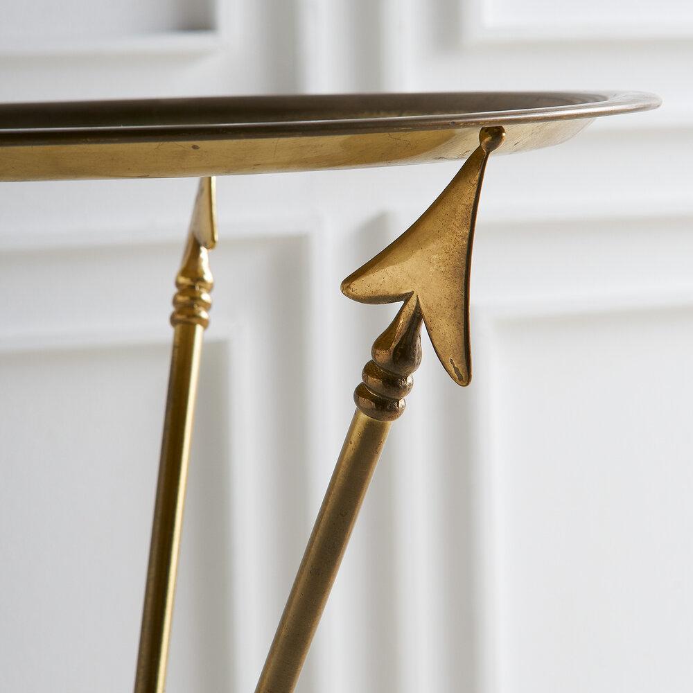 20th Century Attributed to Maison Jansen Brass Tripod Table with Arrow Motif