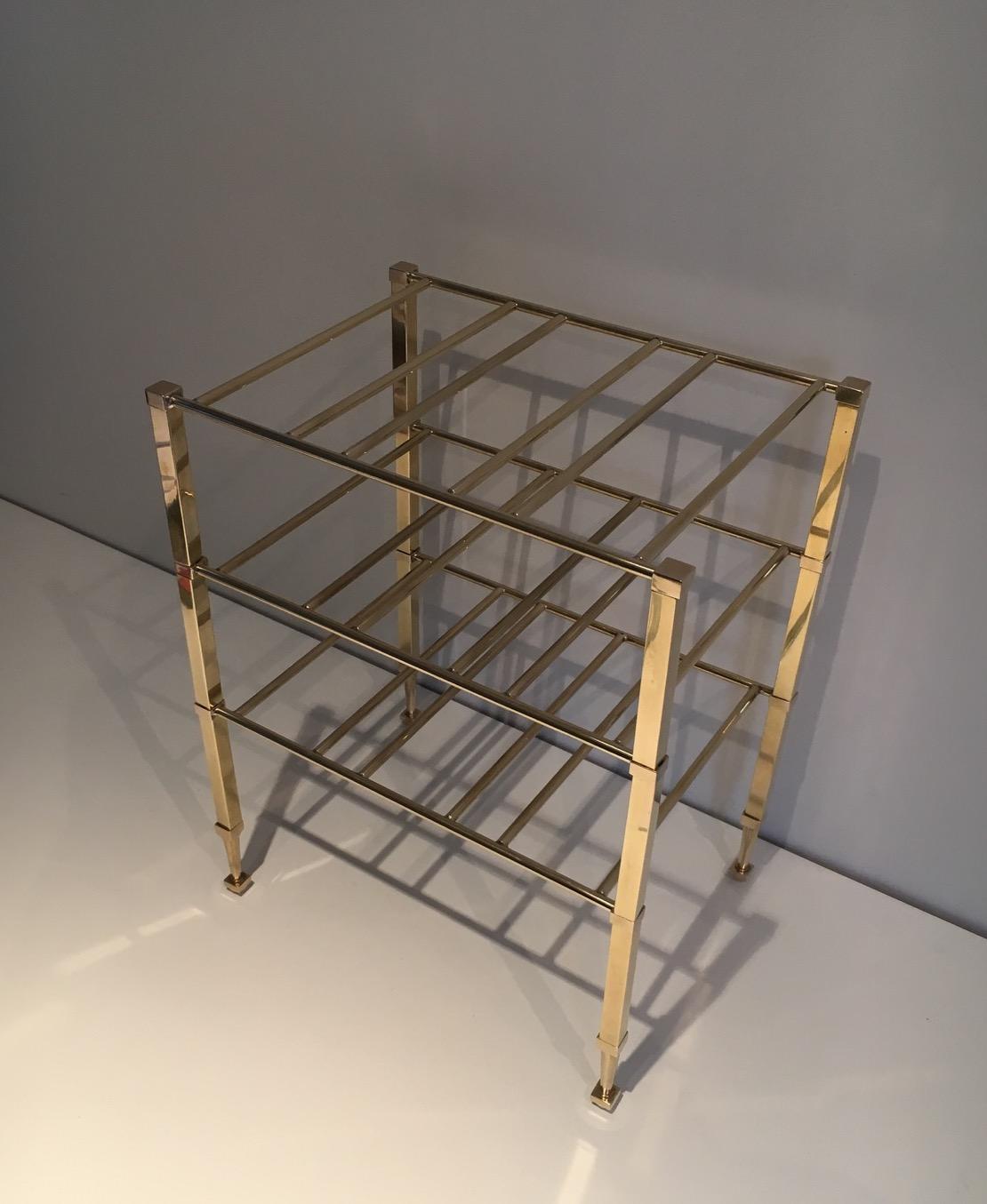 Attributed to Maison Jansen, Brass Wine Bottles Rack, French, circa 1940 For Sale 7