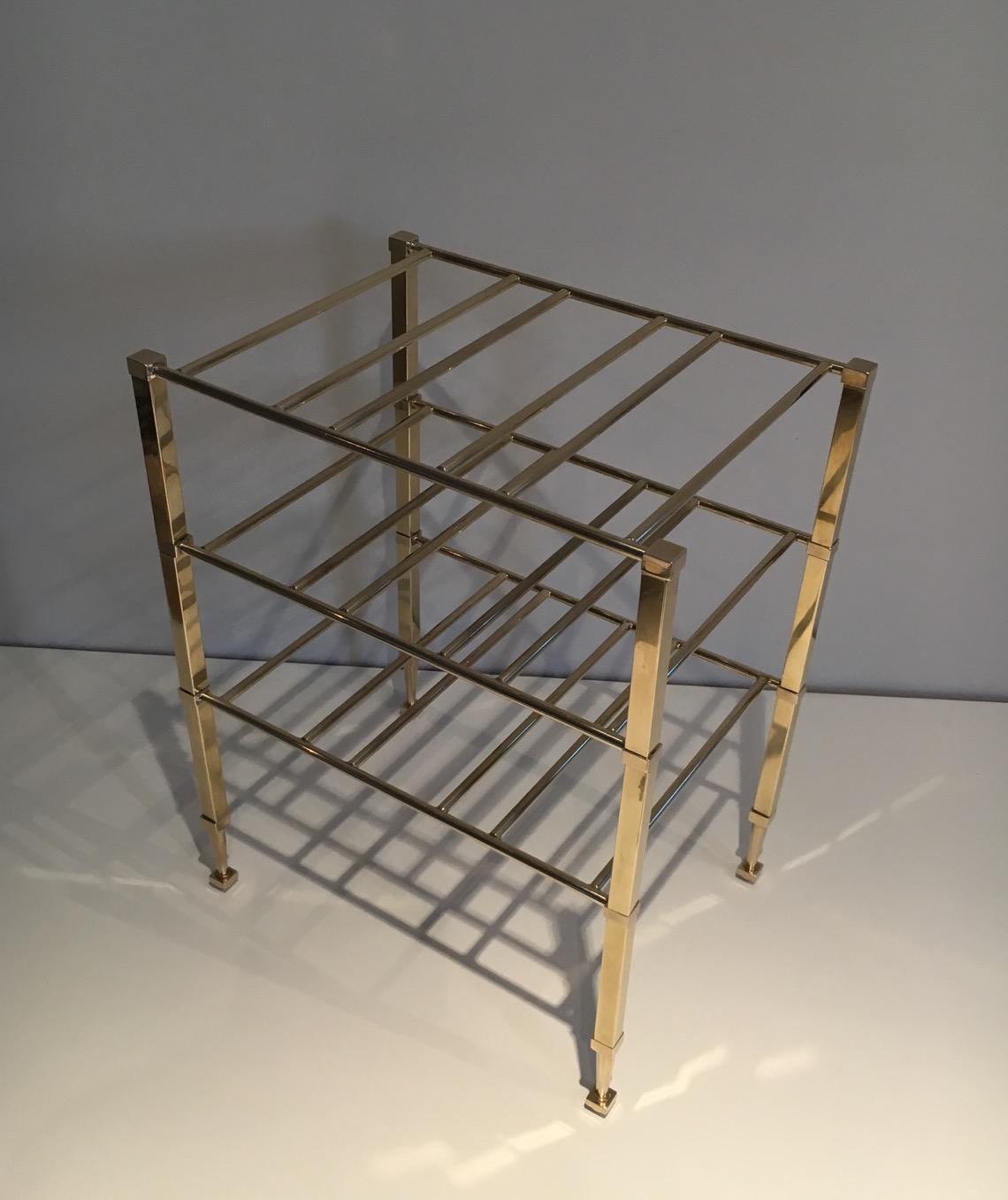 Attributed to Maison Jansen, Brass Wine Bottles Rack, French, circa 1940 For Sale 8