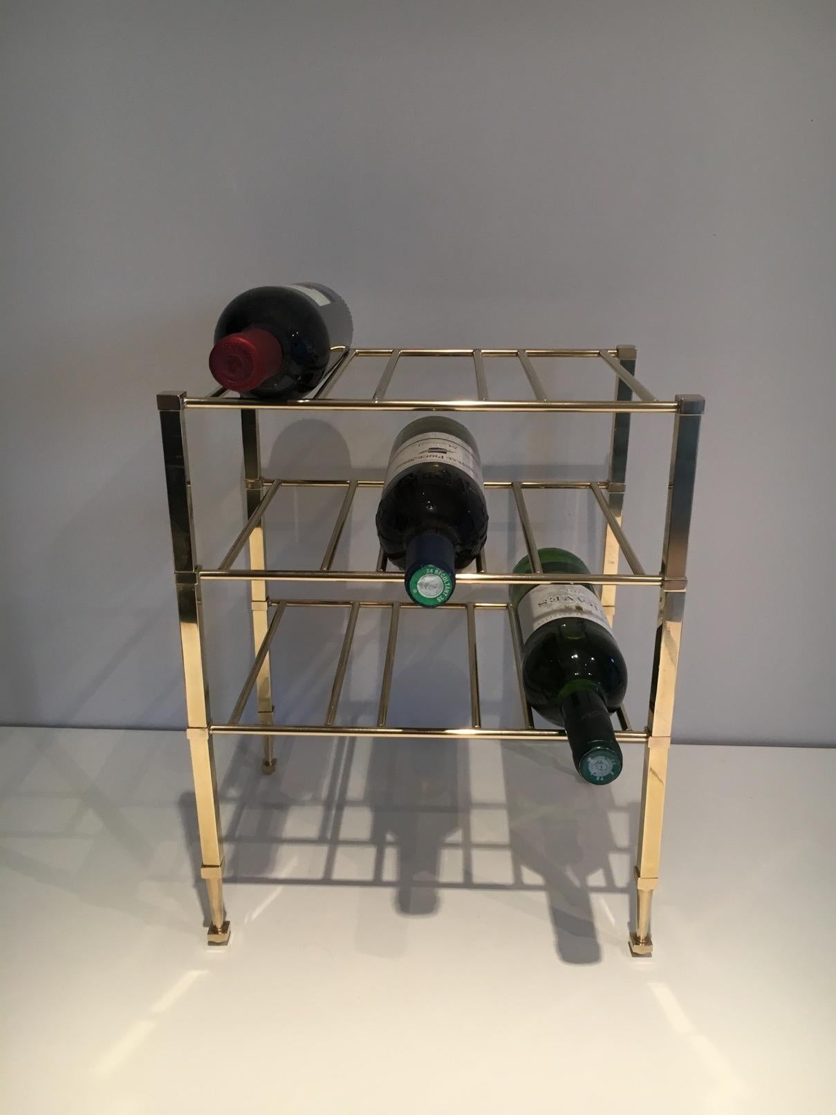 Attributed to Maison Jansen, Brass Wine Bottles Rack, French, circa 1940 For Sale 13
