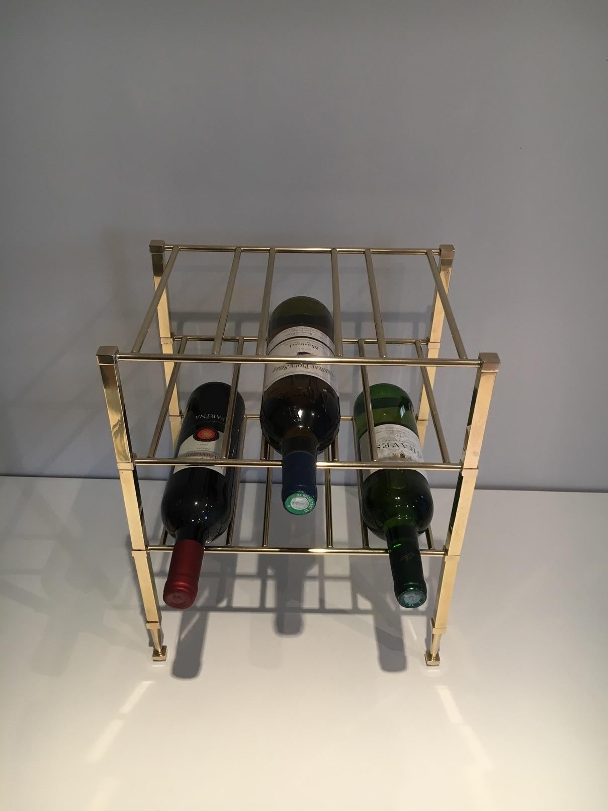 Attributed to Maison Jansen, Brass Wine Bottles Rack, French, circa 1940 For Sale 14