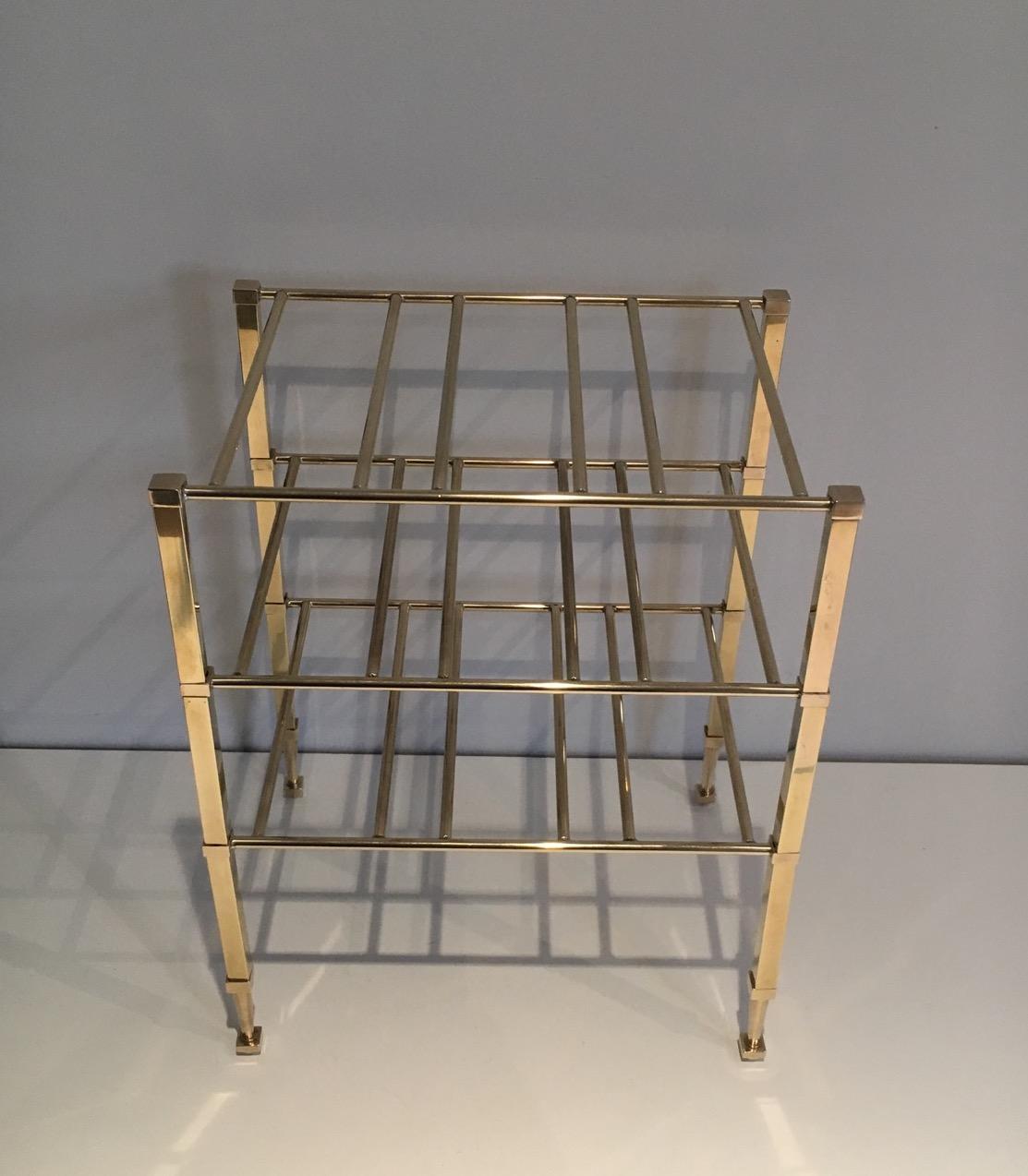 Attributed to Maison Jansen, Brass Wine Bottles Rack, French, circa 1940 In Good Condition For Sale In Marcq-en-Barœul, Hauts-de-France